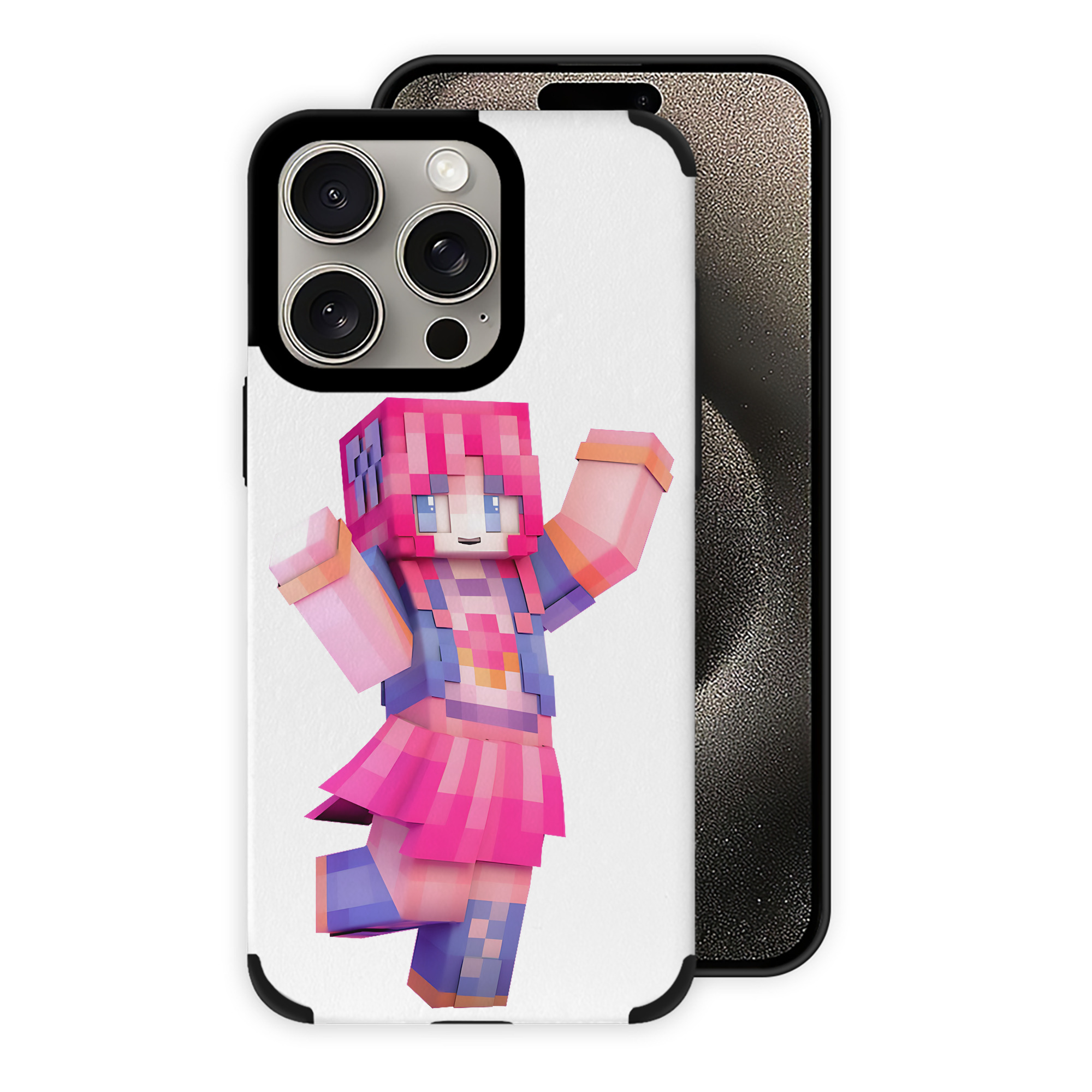 （画像用） マインクラフト ブロックの世界 Minecraft MC Block world 【iPhone15ProMax対応】 PUレザー スマホケース 耐衝撃＆黄変防止