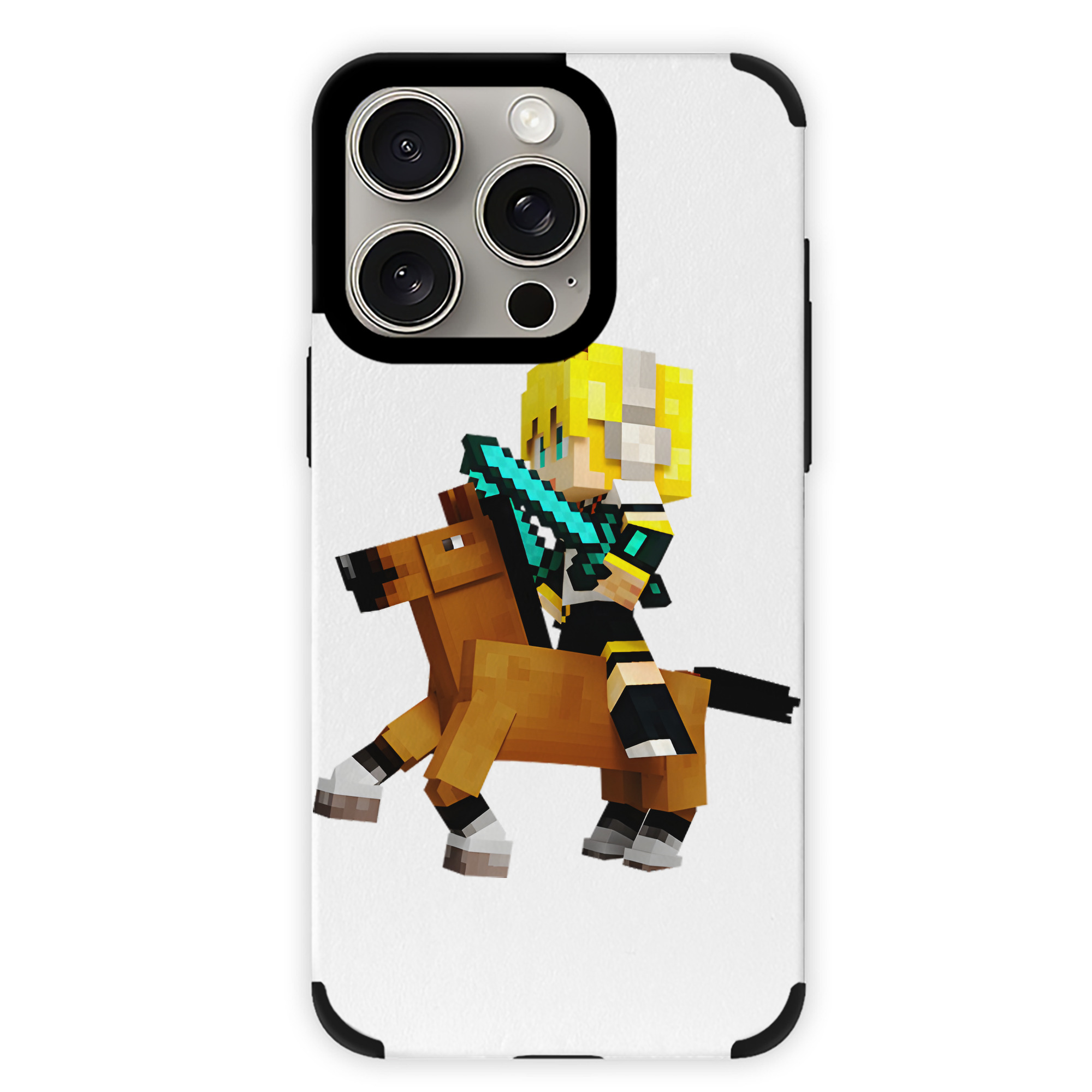（画像用） マインクラフト ブロックの世界 Minecraft MC Block world 【iPhone15ProMax対応】 PUレザー スマホケース 耐衝撃＆黄変防止