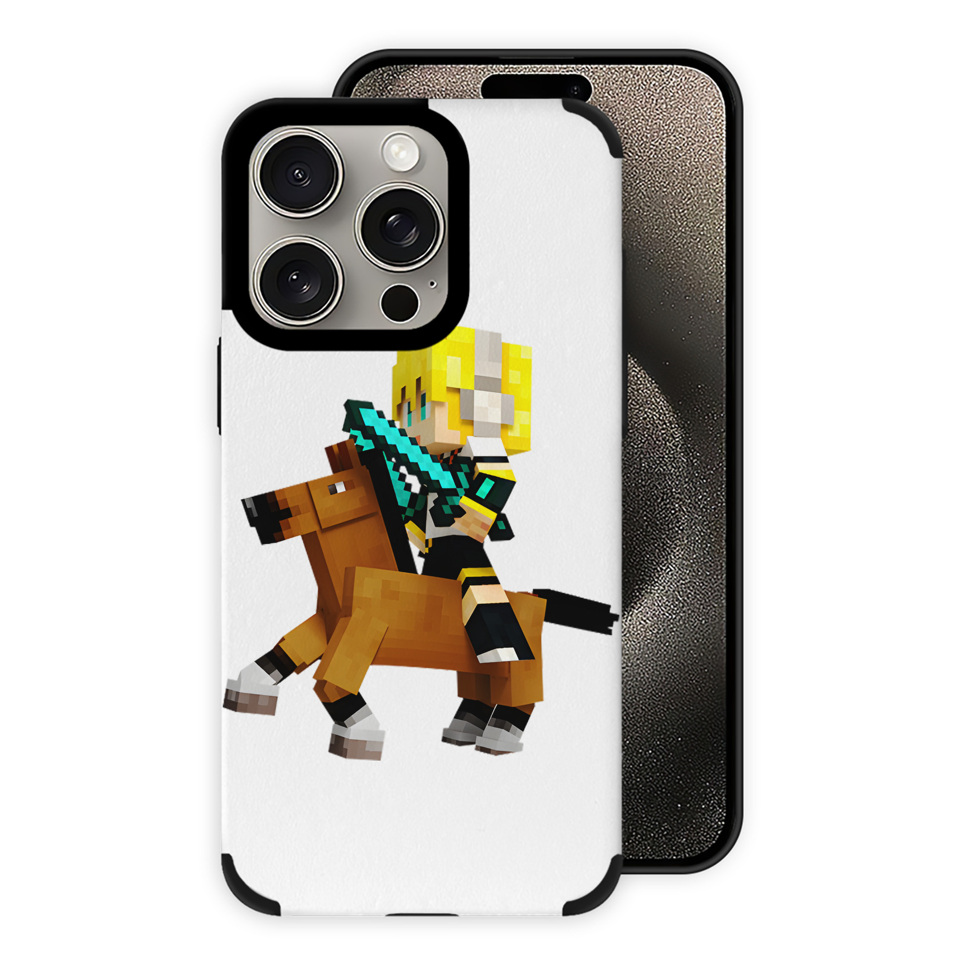 （画像用） マインクラフト ブロックの世界 Minecraft MC Block world 【iPhone15ProMax対応】 PUレザー スマホケース 耐衝撃＆黄変防止