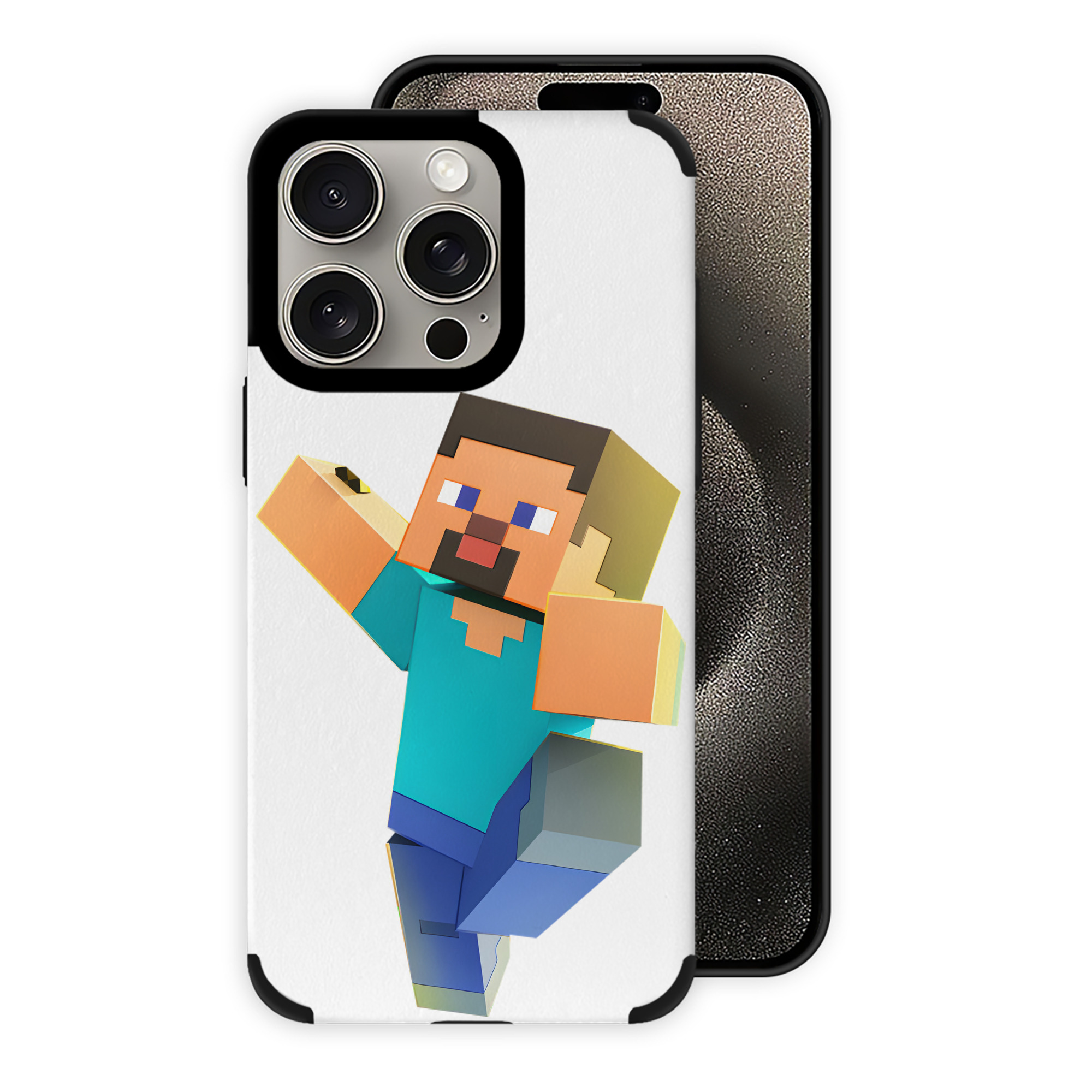 （画像用） マインクラフト ブロックの世界 Minecraft MC Block world 【iPhone15ProMax対応】 PUレザー スマホケース 耐衝撃＆黄変防止