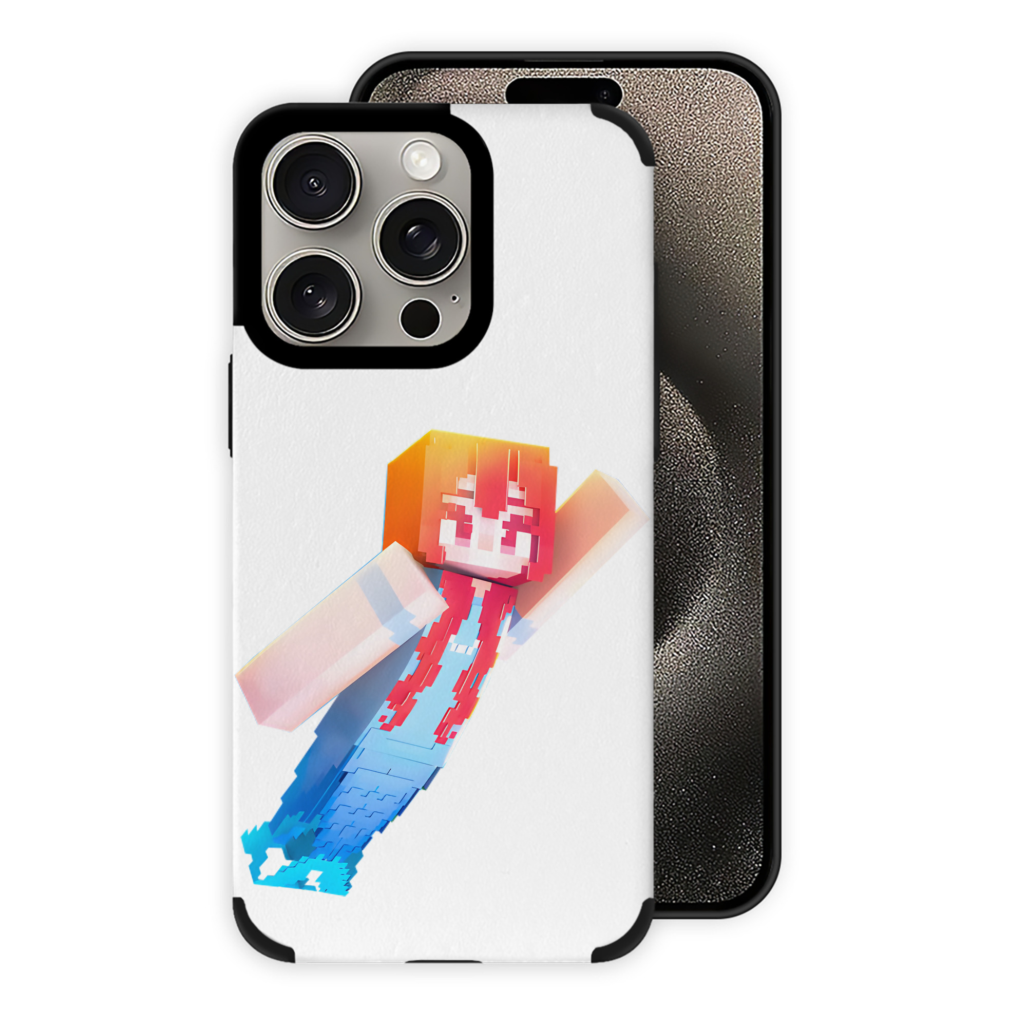 （画像用） マインクラフト ブロックの世界 Minecraft MC Block world 【iPhone15ProMax対応】 PUレザー スマホケース 耐衝撃＆黄変防止