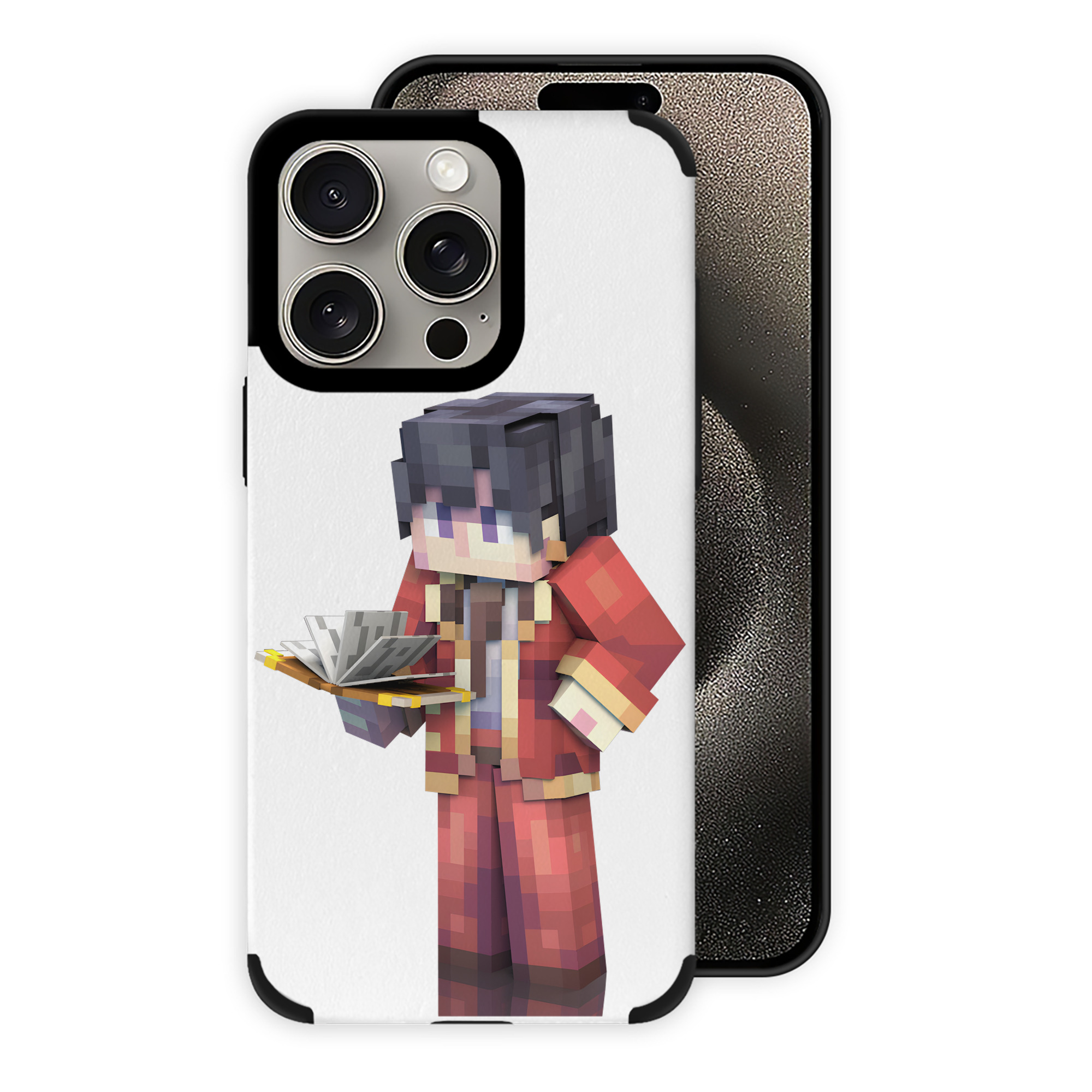 （画像用） マインクラフト ブロックの世界 Minecraft MC Block world 【iPhone15ProMax対応】 PUレザー スマホケース 耐衝撃＆黄変防止