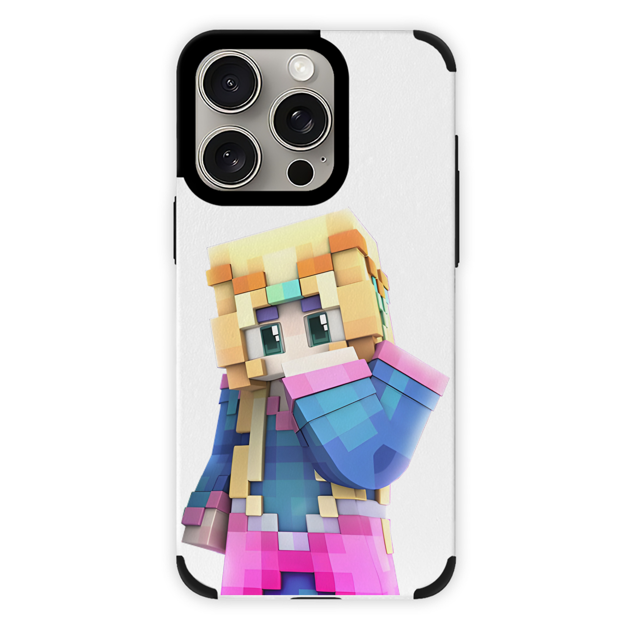 （画像用） マインクラフト ブロックの世界 Minecraft MC Block world 【iPhone15ProMax対応】 PUレザー スマホケース 耐衝撃＆黄変防止