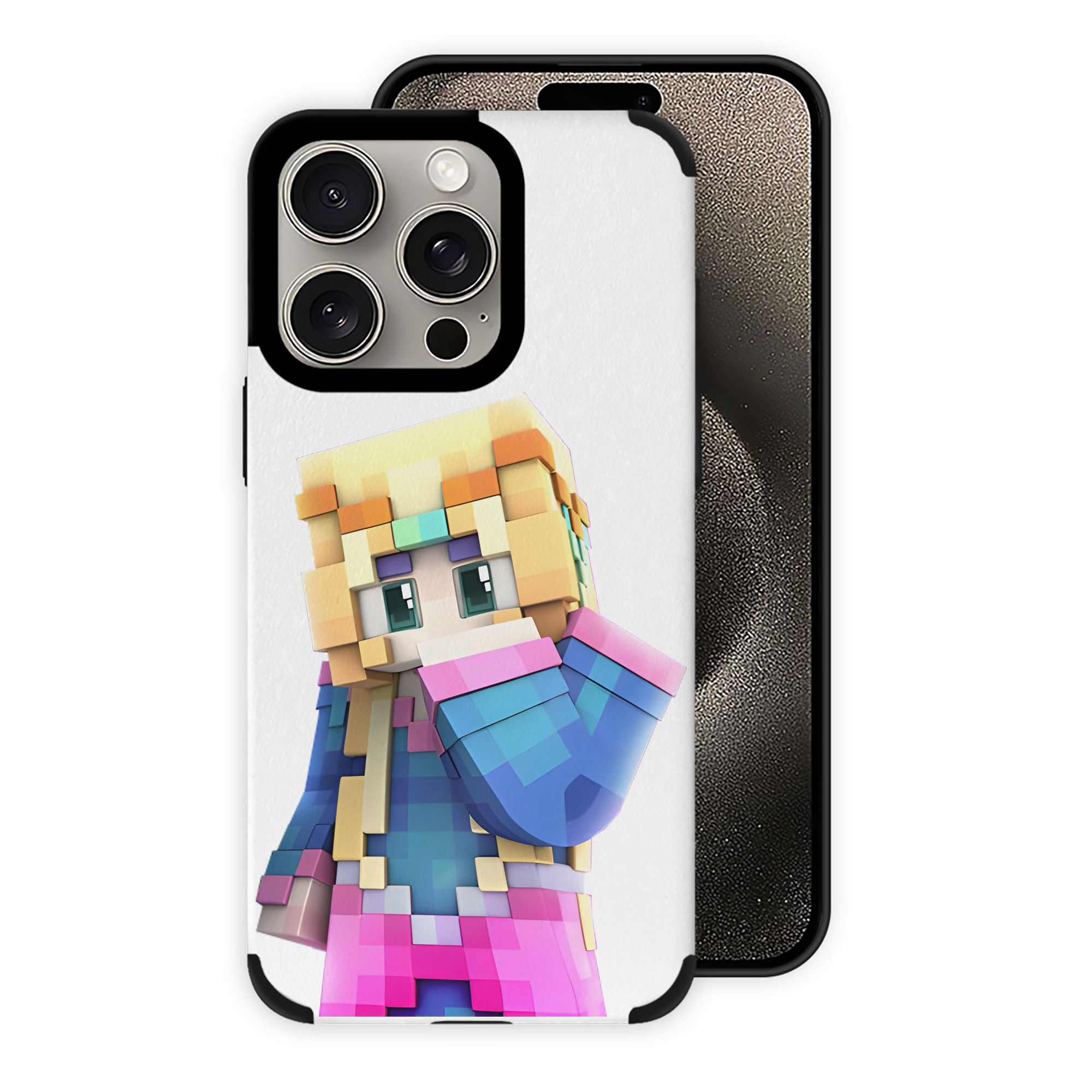 （画像用） マインクラフト ブロックの世界 Minecraft MC Block world 【iPhone15ProMax対応】 PUレザー スマホケース 耐衝撃＆黄変防止