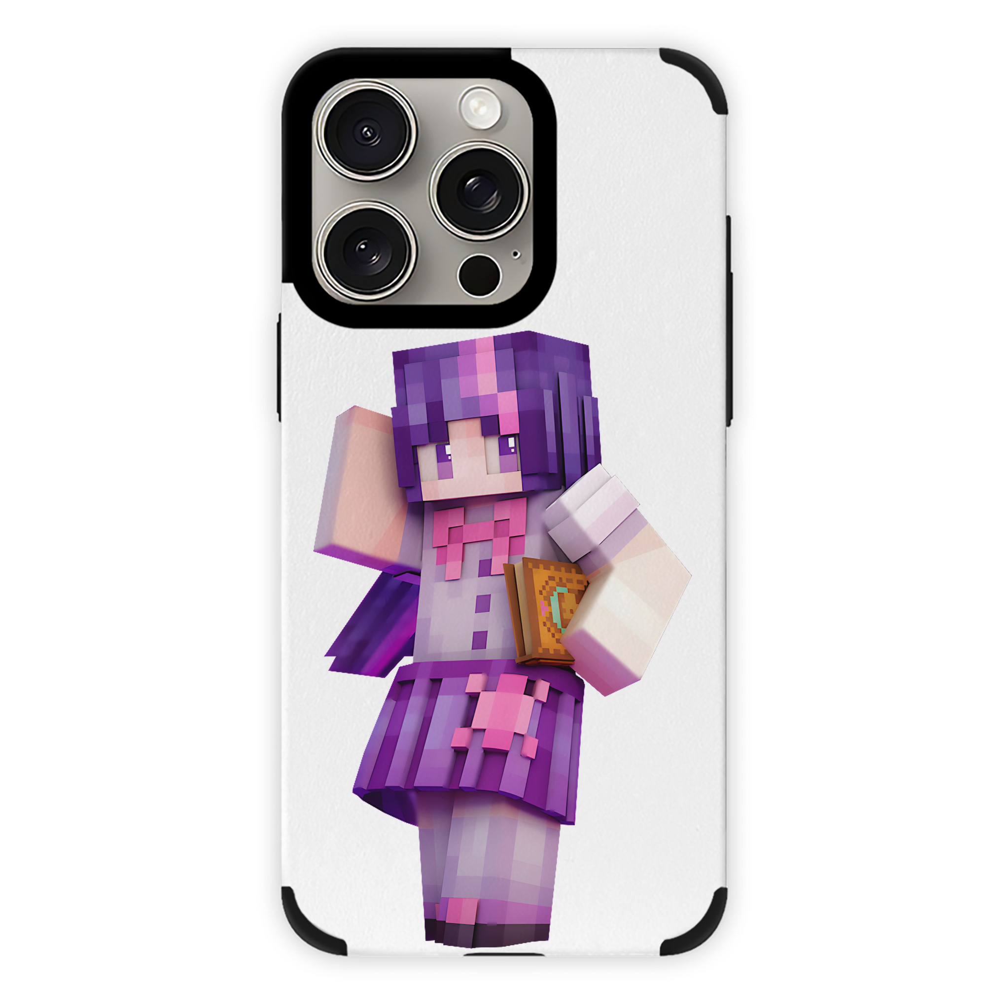 （画像用） マインクラフト ブロックの世界 Minecraft MC Block world 【iPhone15ProMax対応】 PUレザー スマホケース 耐衝撃＆黄変防止