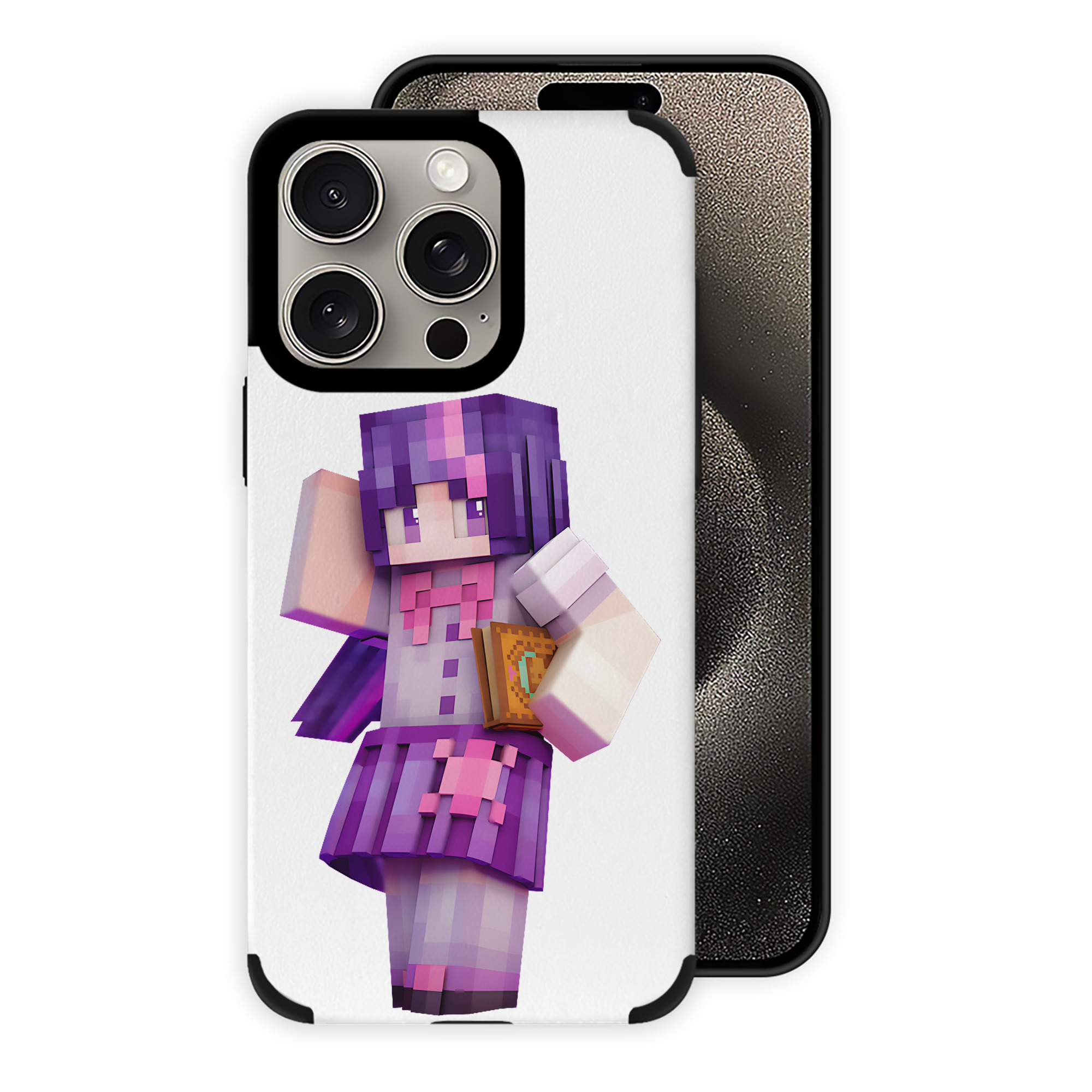 （画像用） マインクラフト ブロックの世界 Minecraft MC Block world 【iPhone15ProMax対応】 PUレザー スマホケース 耐衝撃＆黄変防止