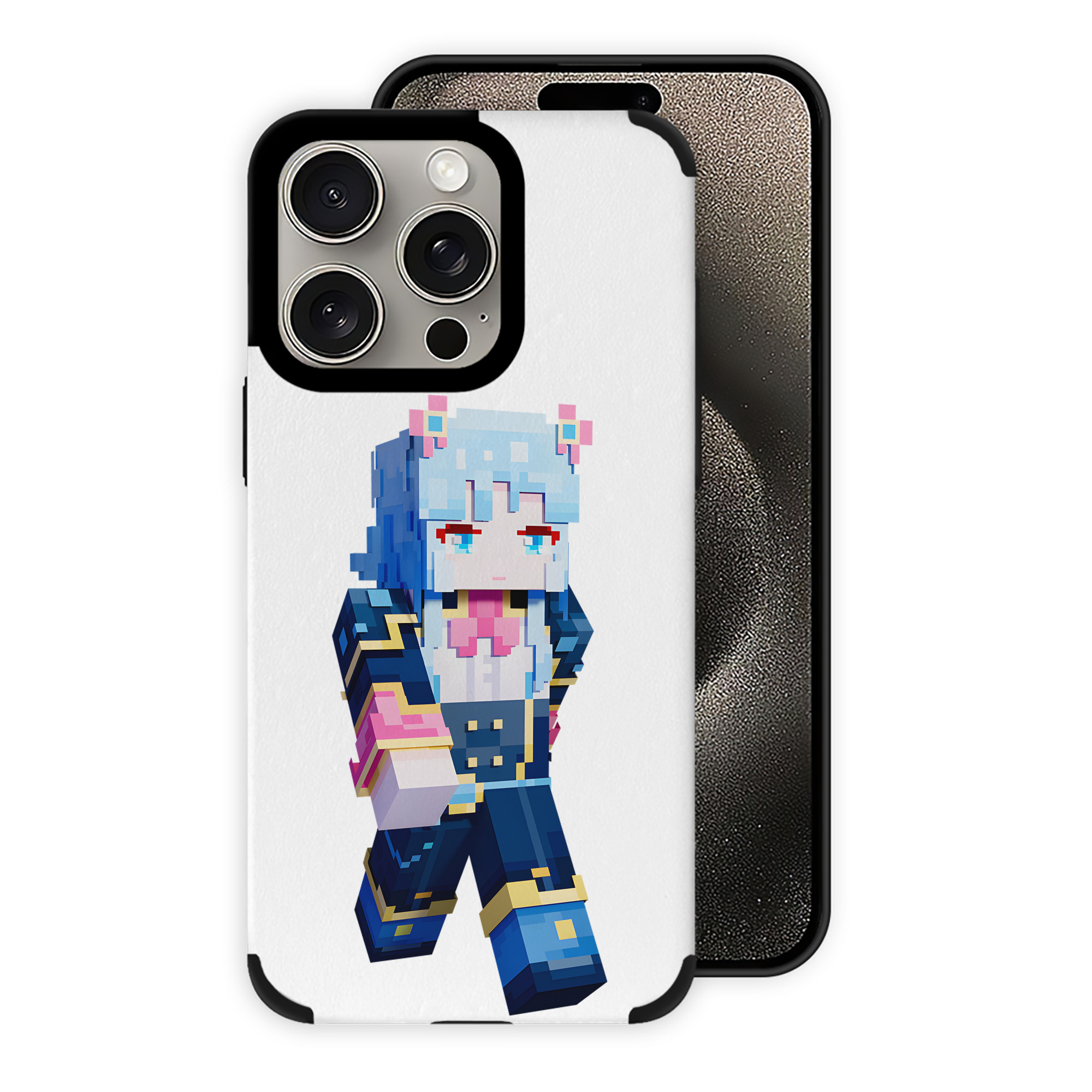 （画像用） マインクラフト ブロックの世界 Minecraft MC Block world 【iPhone15ProMax対応】 PUレザー スマホケース 耐衝撃＆黄変防止