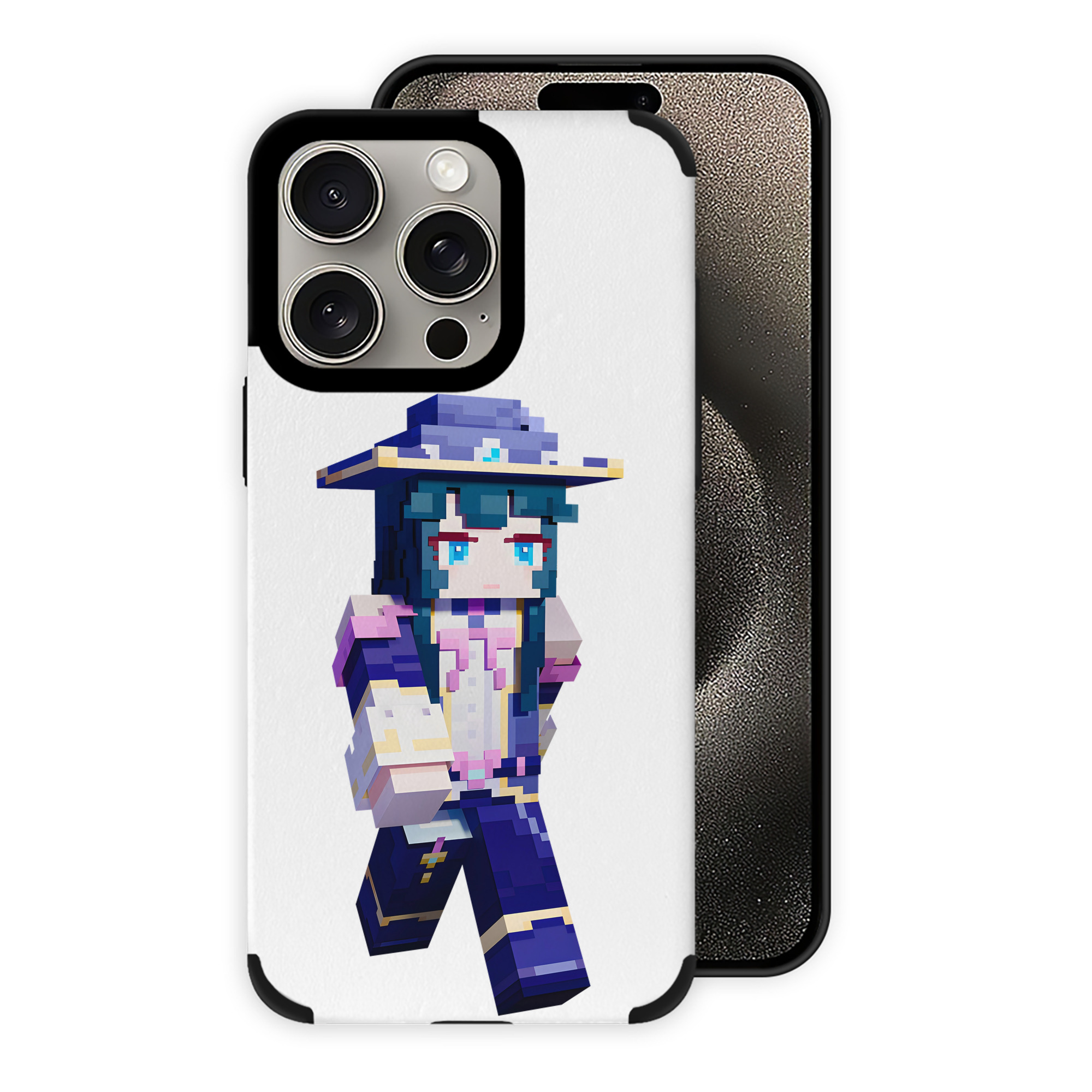 （画像用） マインクラフト ブロックの世界 Minecraft MC Block world 【iPhone15ProMax対応】 PUレザー スマホケース 耐衝撃＆黄変防止