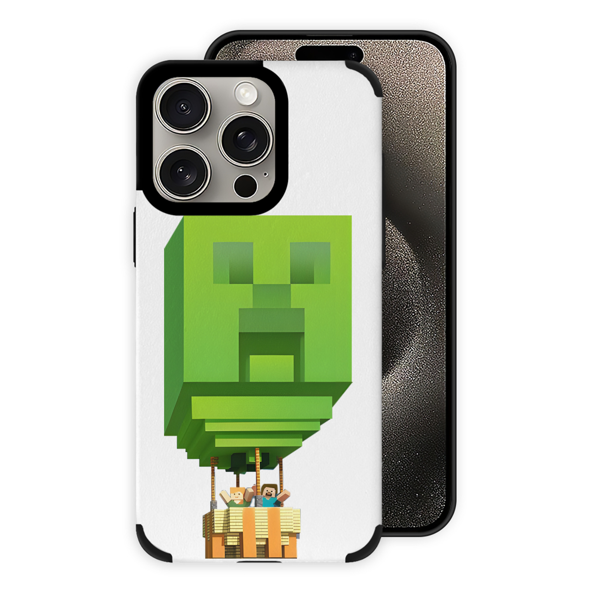 （画像用） マインクラフト ブロックの世界 Minecraft MC Block world 【iPhone15ProMax対応】 PUレザー スマホケース 耐衝撃＆黄変防止