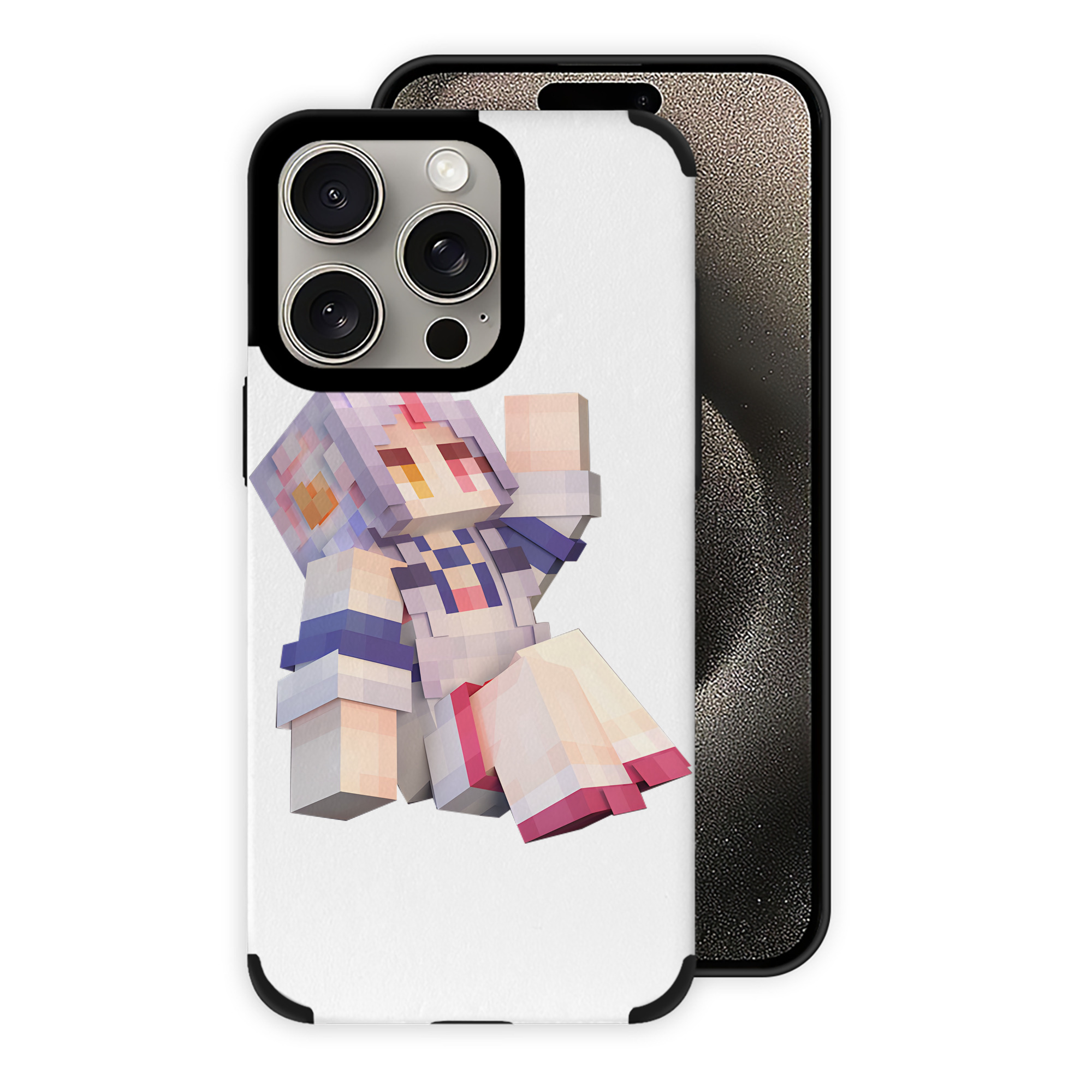 （画像用） マインクラフト ブロックの世界 Minecraft MC Block world 【iPhone15ProMax対応】 PUレザー スマホケース 耐衝撃＆黄変防止