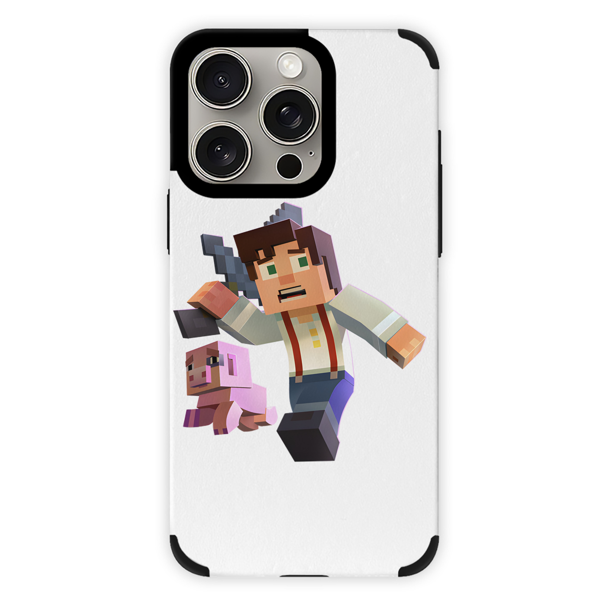 （画像用） マインクラフト ブロックの世界 Minecraft MC Block world 【iPhone15ProMax対応】 PUレザー スマホケース 耐衝撃＆黄変防止