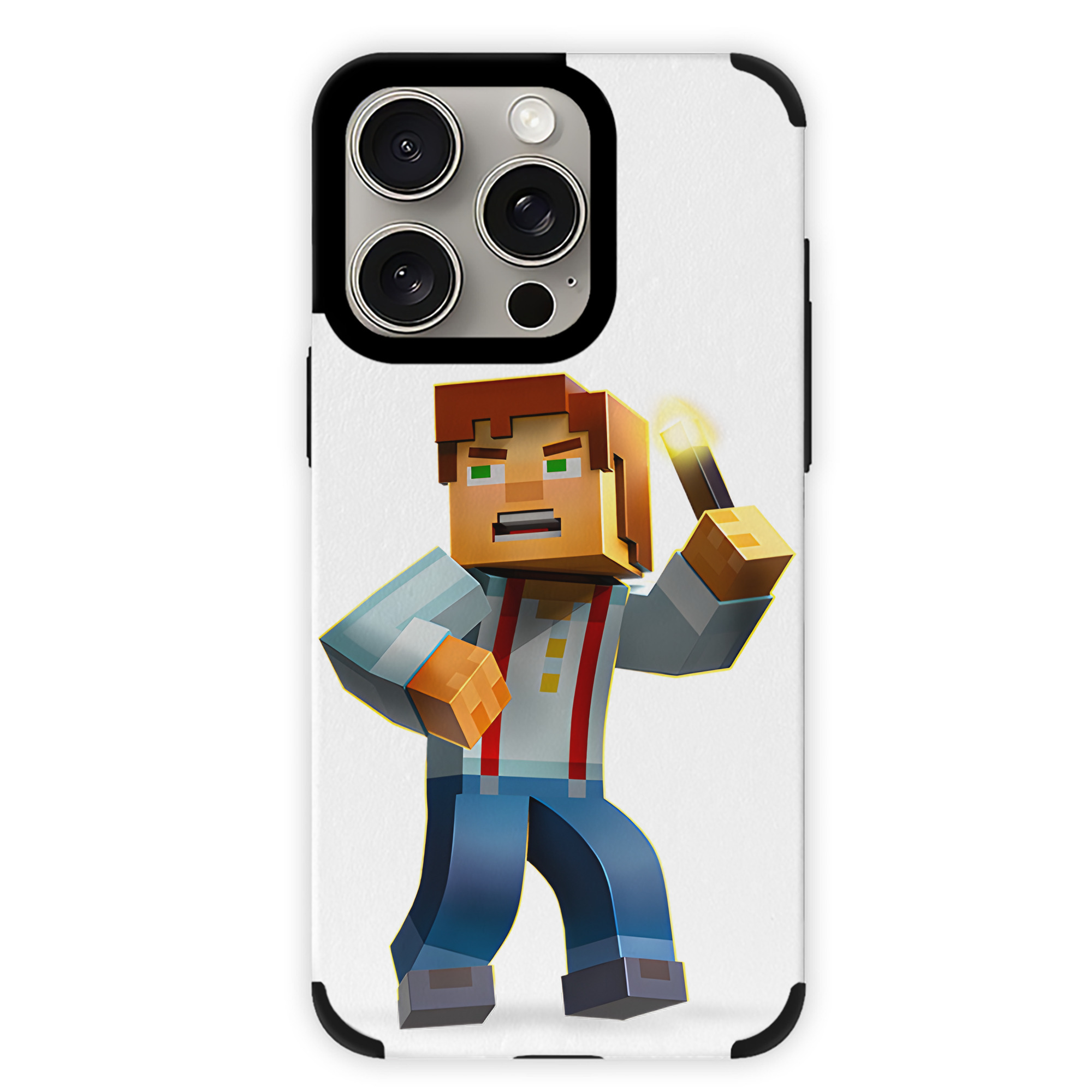 （画像用） マインクラフト ブロックの世界 Minecraft MC Block world 【iPhone15ProMax対応】 PUレザー スマホケース 耐衝撃＆黄変防止
