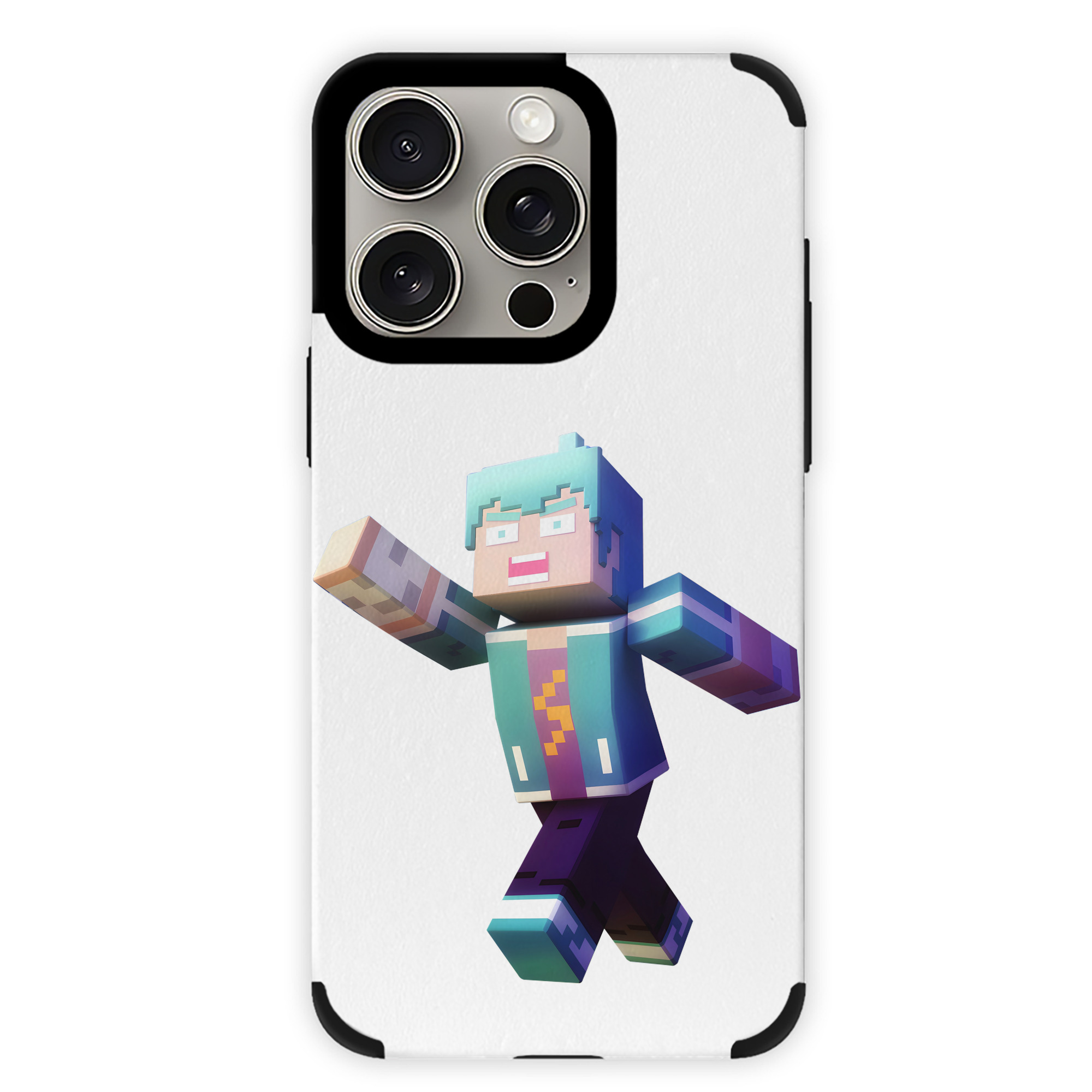 （画像用） マインクラフト ブロックの世界 Minecraft MC Block world 【iPhone15ProMax対応】 PUレザー スマホケース 耐衝撃＆黄変防止