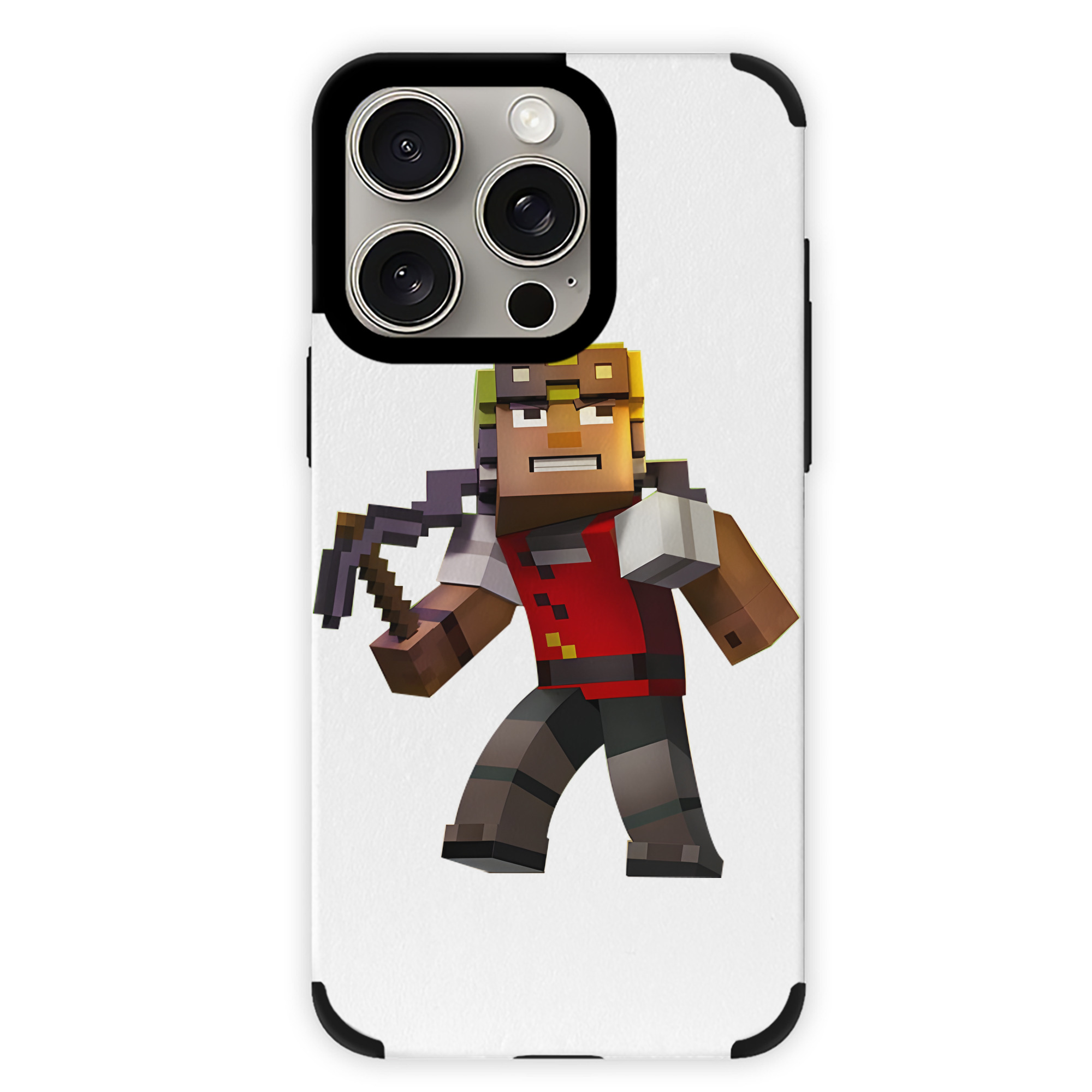 （画像用） マインクラフト ブロックの世界 Minecraft MC Block world 【iPhone15ProMax対応】 PUレザー スマホケース 耐衝撃＆黄変防止