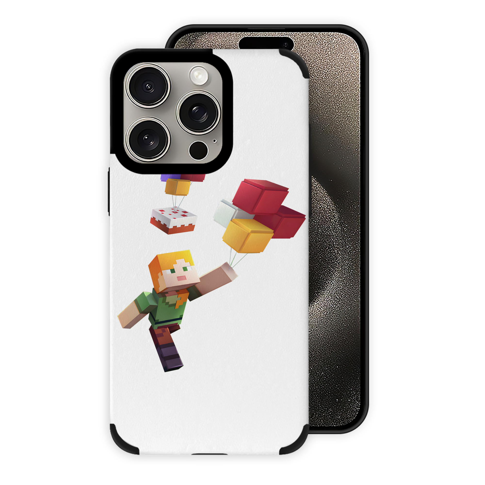 （画像用） マインクラフト ブロックの世界 Minecraft MC Block world 【iPhone15ProMax対応】 PUレザー スマホケース 耐衝撃＆黄変防止