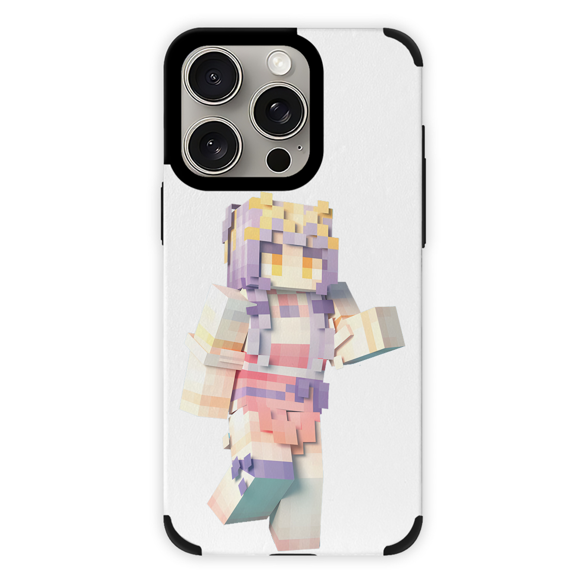 （画像用） マインクラフト ブロックの世界 Minecraft MC Block world 【iPhone15ProMax対応】 PUレザー スマホケース 耐衝撃＆黄変防止