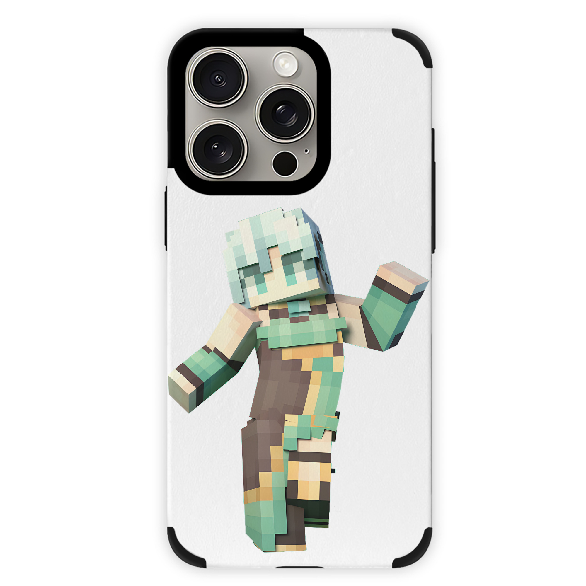 （画像用） マインクラフト ブロックの世界 Minecraft MC Block world 【iPhone15ProMax対応】 PUレザー スマホケース 耐衝撃＆黄変防止