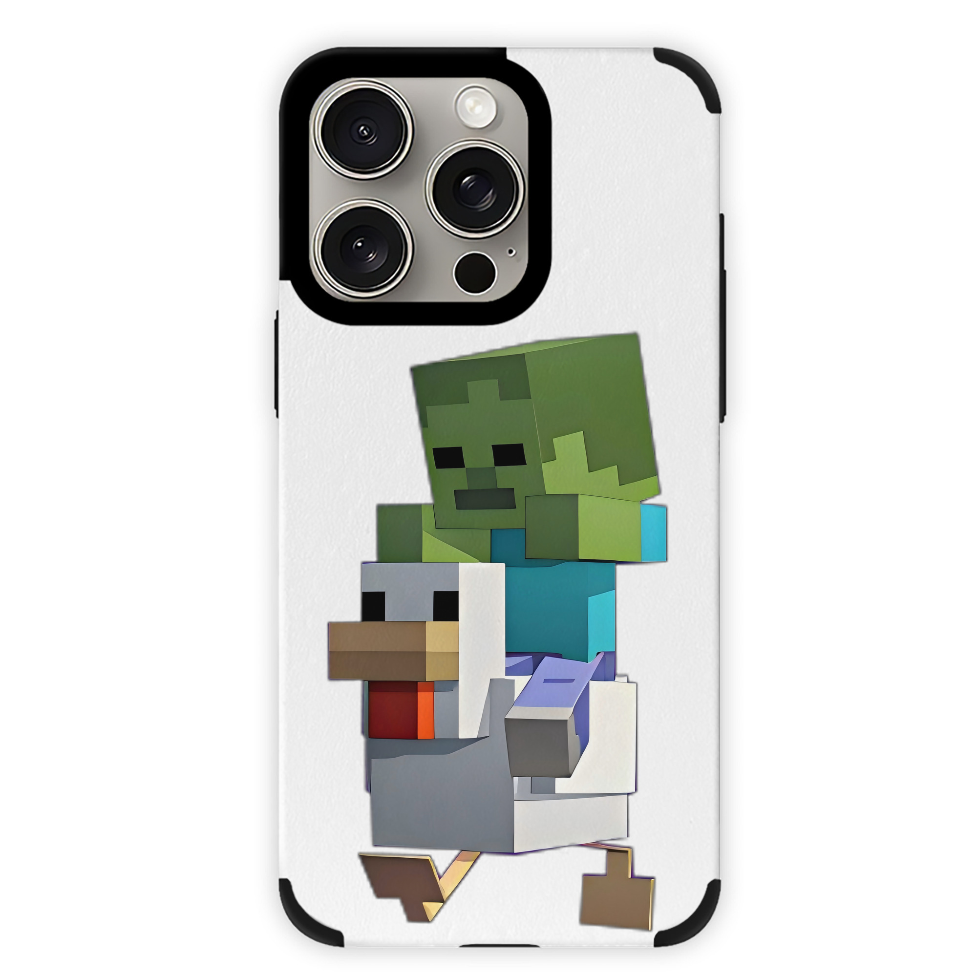 （画像用） マインクラフト ブロックの世界 Minecraft MC Block world 【iPhone15ProMax対応】 PUレザー スマホケース 耐衝撃＆黄変防止