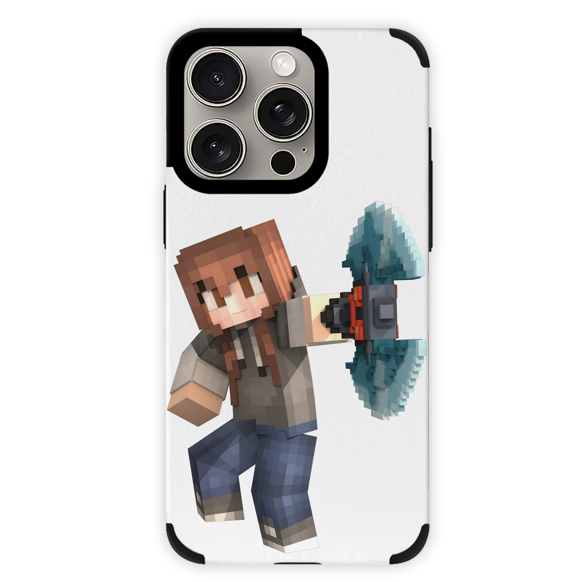 （画像用） マインクラフト ブロックの世界 Minecraft MC Block world 【iPhone15ProMax対応】 PUレザー スマホケース 耐衝撃＆黄変防止