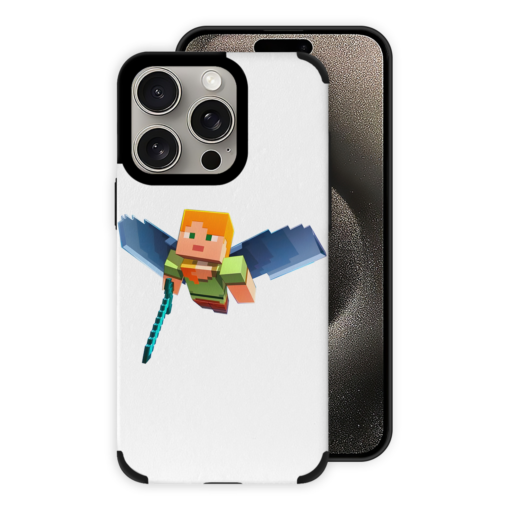 （画像用） マインクラフト ブロックの世界 Minecraft MC Block world 【iPhone15ProMax対応】 PUレザー スマホケース 耐衝撃＆黄変防止