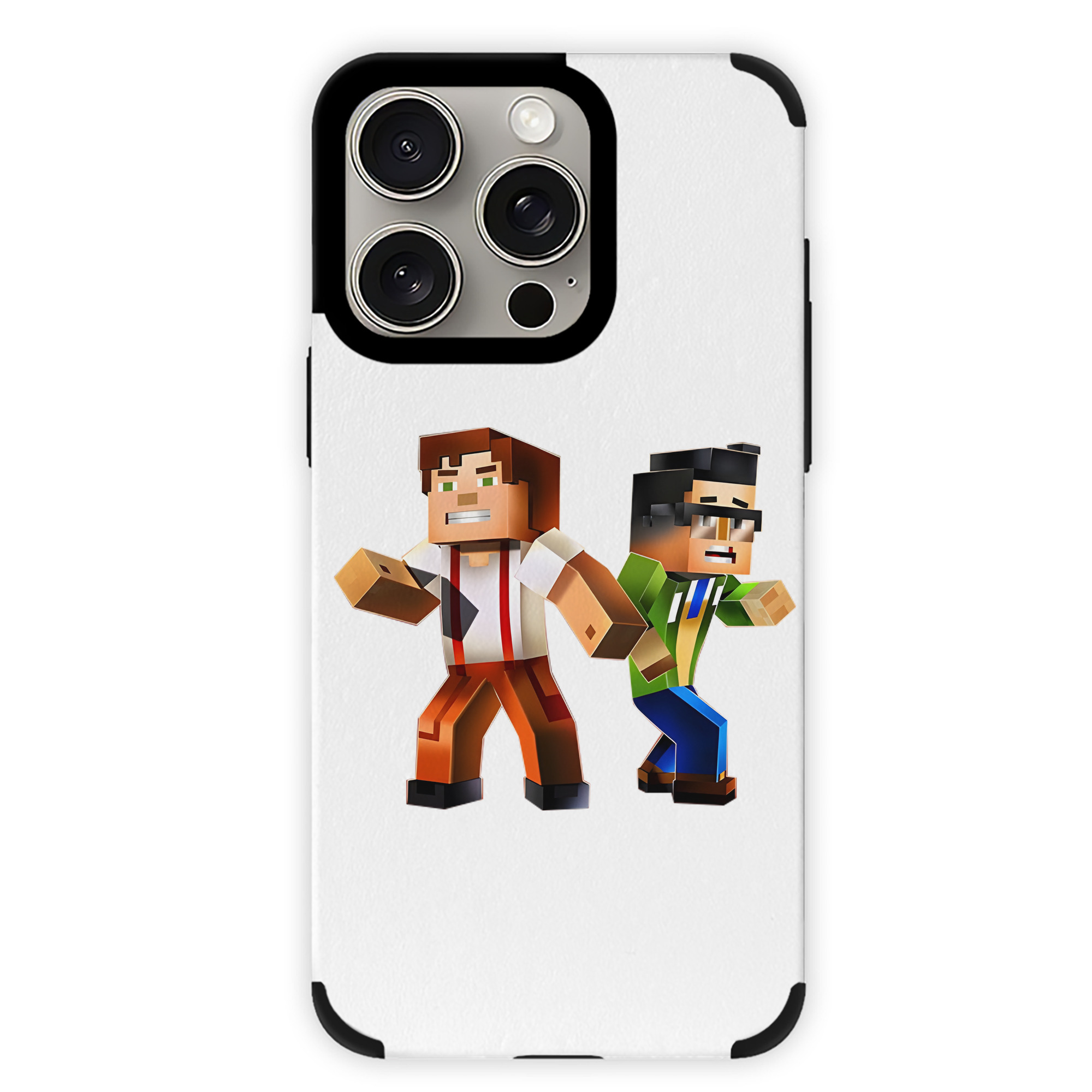 （画像用） マインクラフト ブロックの世界 Minecraft MC Block world 【iPhone15ProMax対応】 PUレザー スマホケース 耐衝撃＆黄変防止
