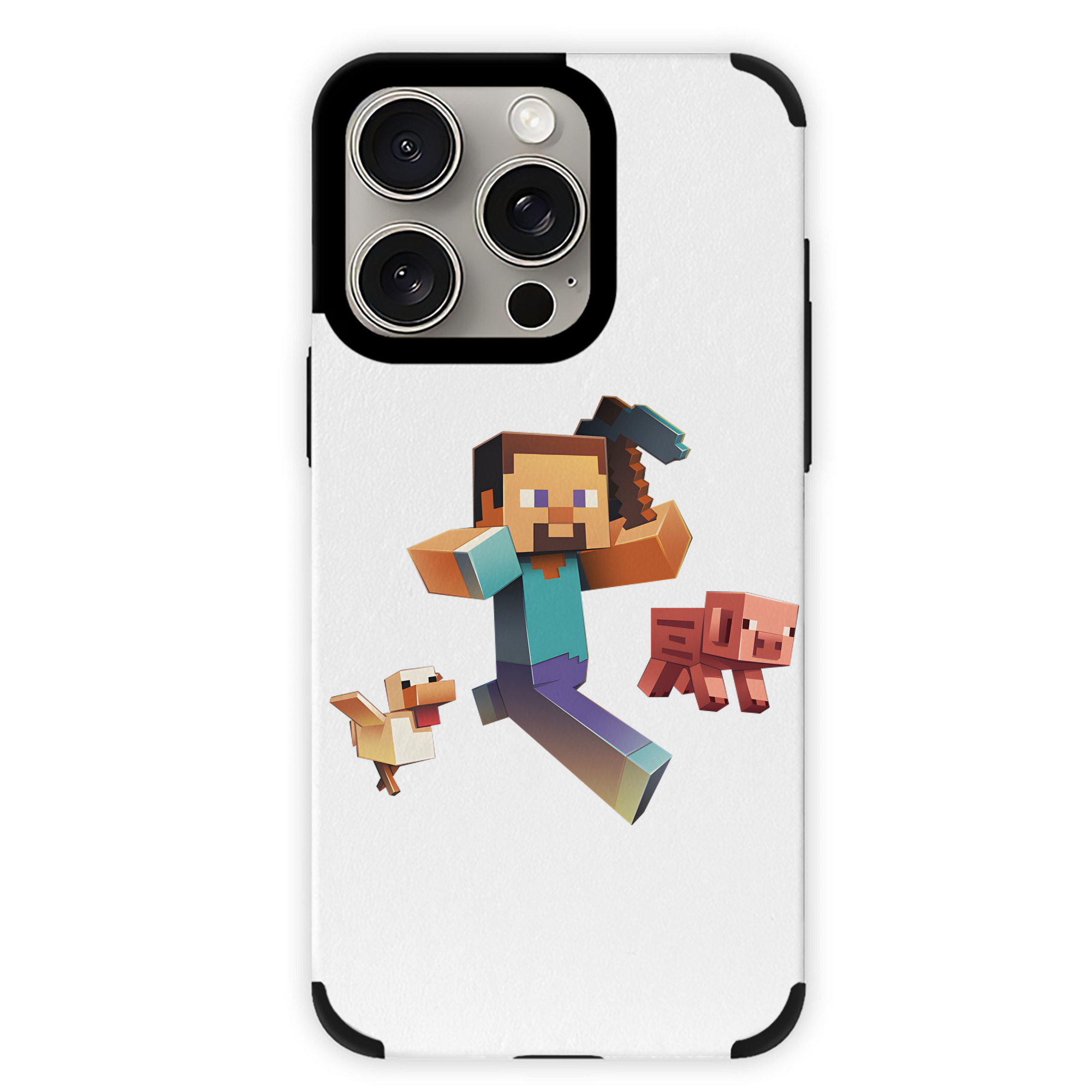 （画像用） マインクラフト ブロックの世界 Minecraft MC Block world 【iPhone15ProMax対応】 PUレザー スマホケース 耐衝撃＆黄変防止