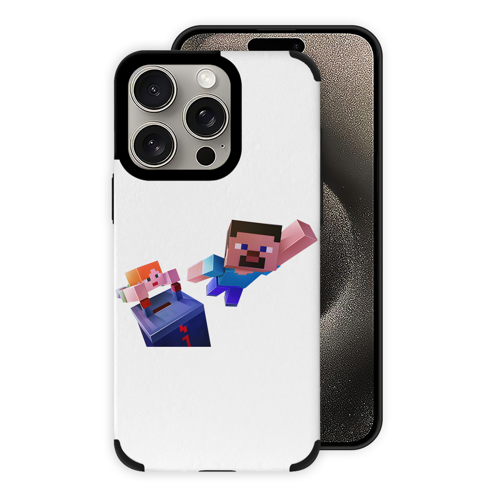 （画像用） マインクラフト ブロックの世界 Minecraft MC Block world 【iPhone15ProMax対応】 PUレザー スマホケース 耐衝撃＆黄変防止