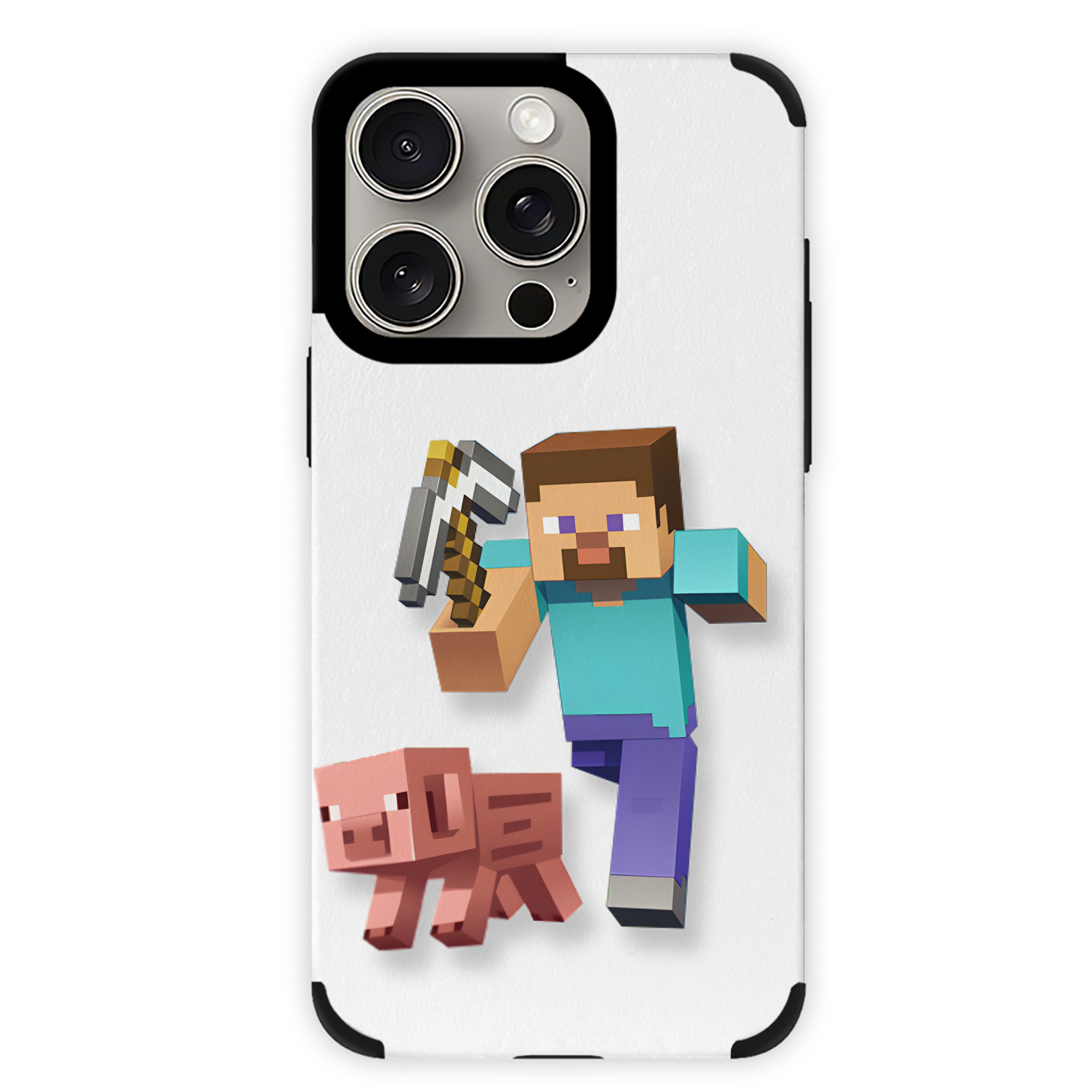 （画像用） マインクラフト ブロックの世界 Minecraft MC Block world 【iPhone15ProMax対応】 PUレザー スマホケース 耐衝撃＆黄変防止
