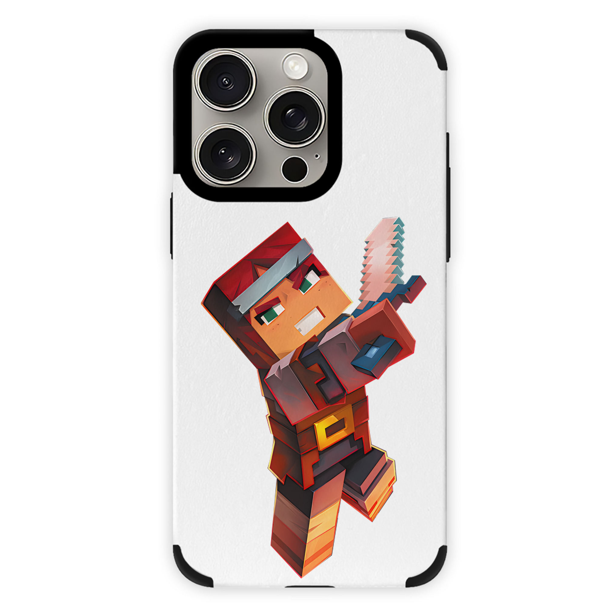 （画像用） マインクラフト ブロックの世界 Minecraft MC Block world 【iPhone15ProMax対応】 PUレザー スマホケース 耐衝撃＆黄変防止