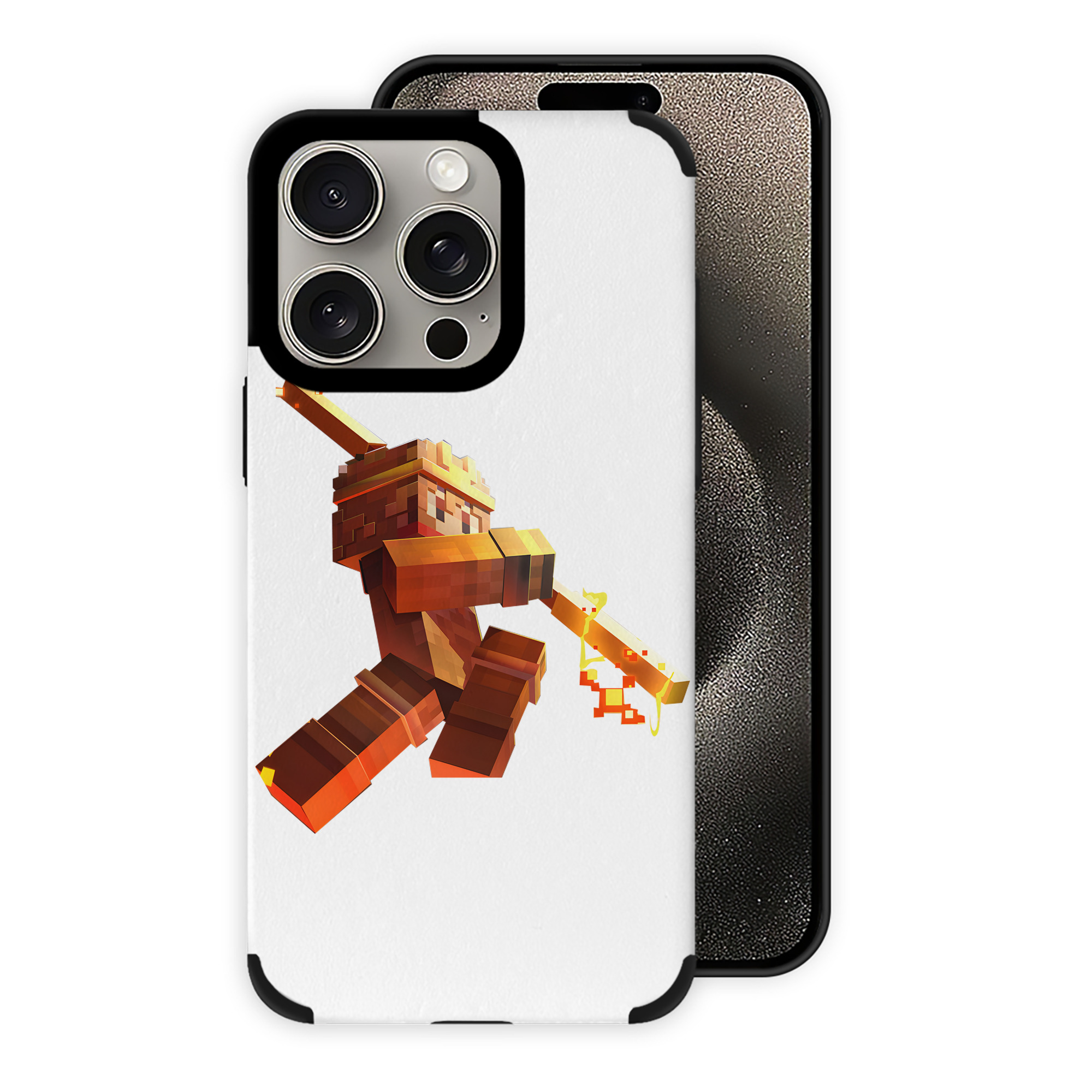 （画像用） マインクラフト ブロックの世界 Minecraft MC Block world 【iPhone15ProMax対応】 PUレザー スマホケース 耐衝撃＆黄変防止
