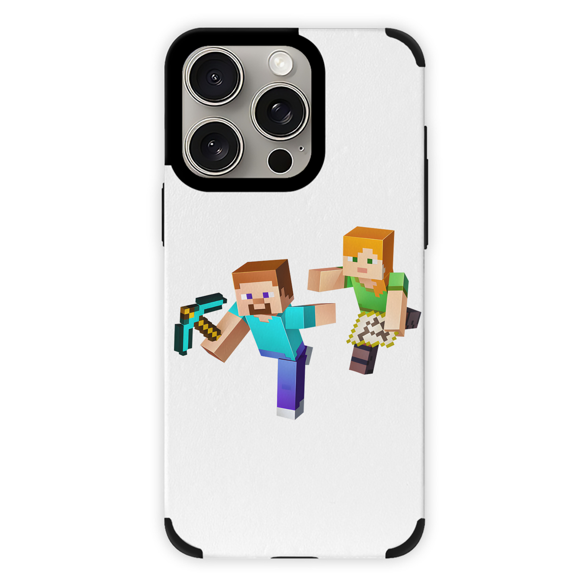 （画像用） マインクラフト ブロックの世界 Minecraft MC Block world 【iPhone15ProMax対応】 PUレザー スマホケース 耐衝撃＆黄変防止