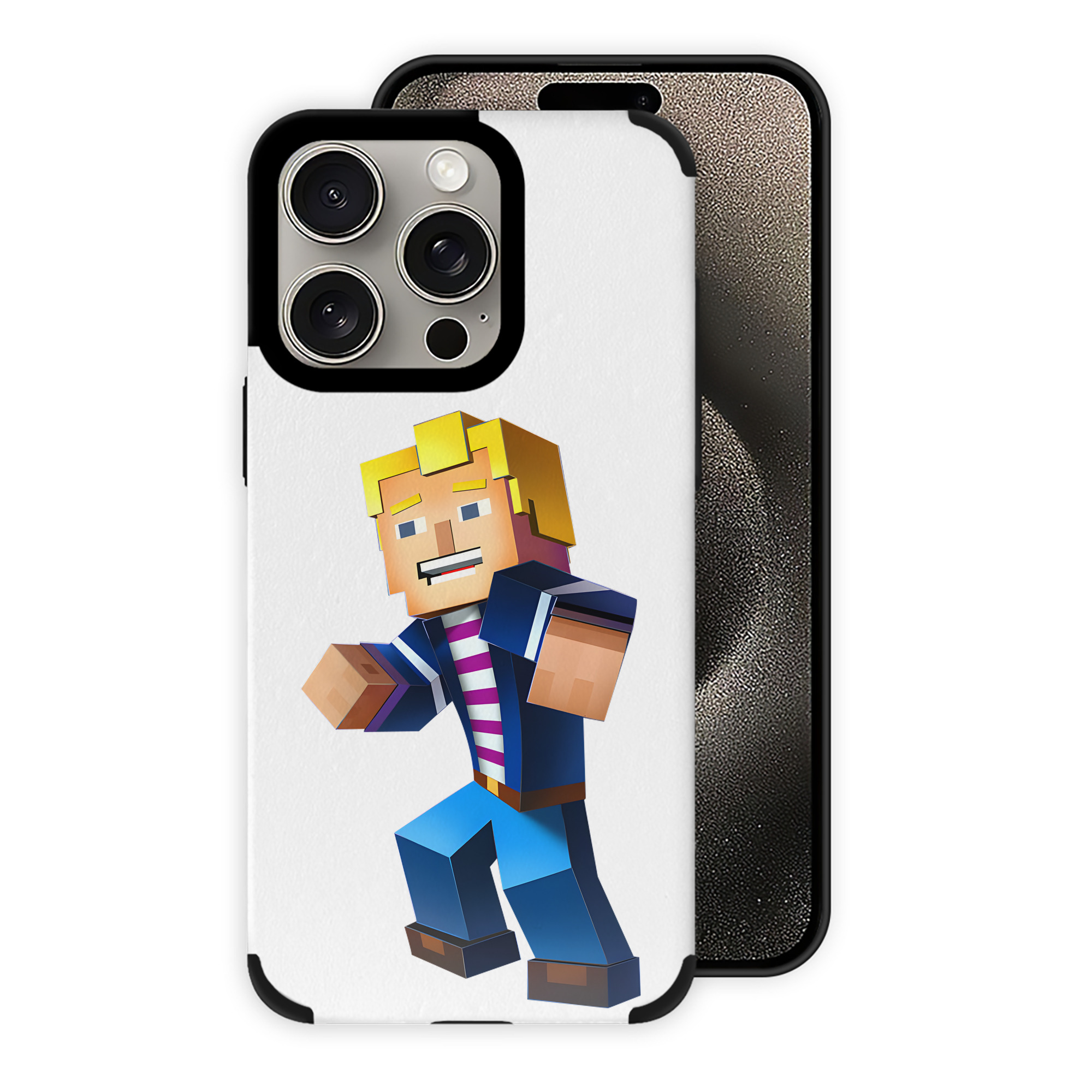 （画像用） マインクラフト ブロックの世界 Minecraft MC Block world 【iPhone15ProMax対応】 PUレザー スマホケース 耐衝撃＆黄変防止