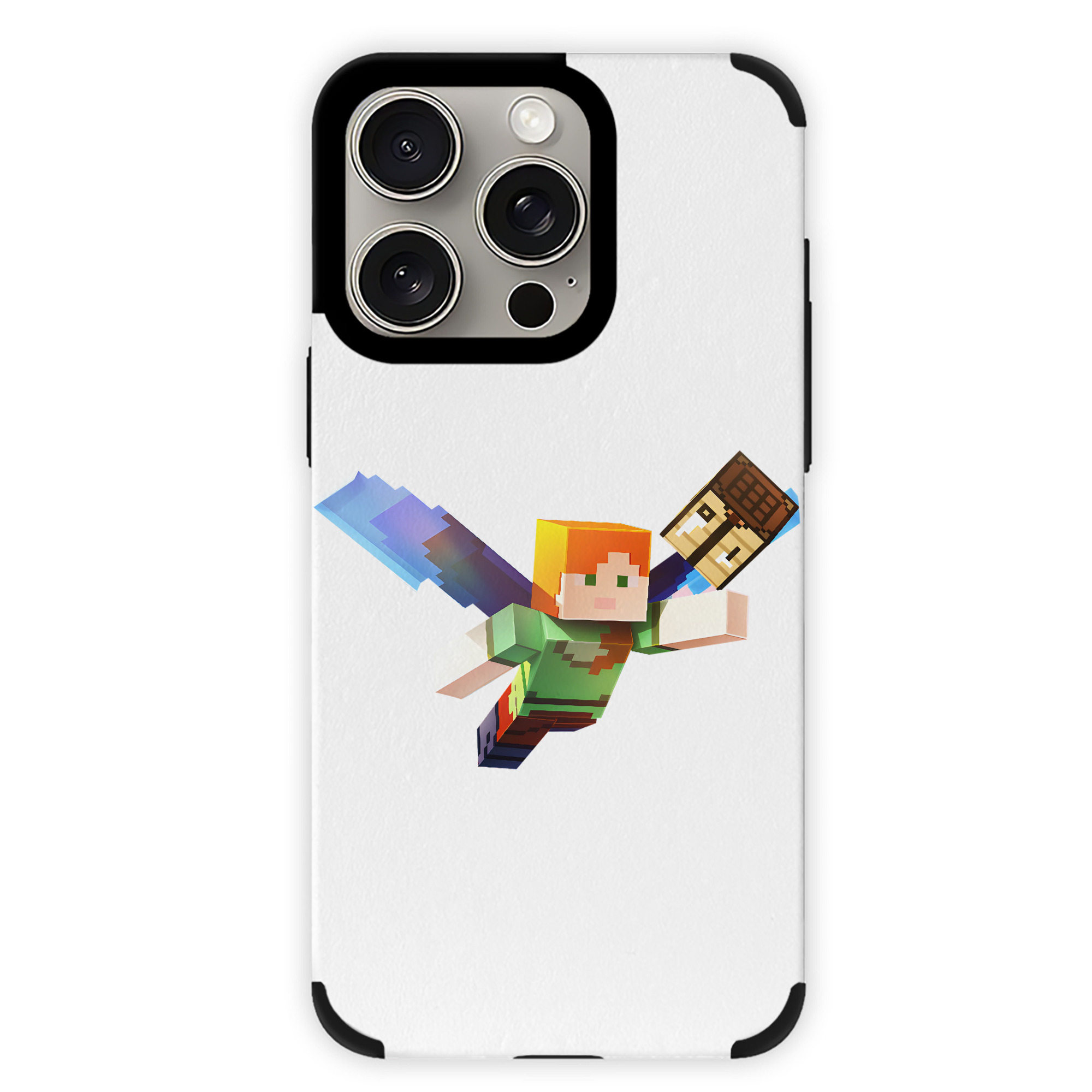 （画像用） マインクラフト ブロックの世界 Minecraft MC Block world 【iPhone15ProMax対応】 PUレザー スマホケース 耐衝撃＆黄変防止