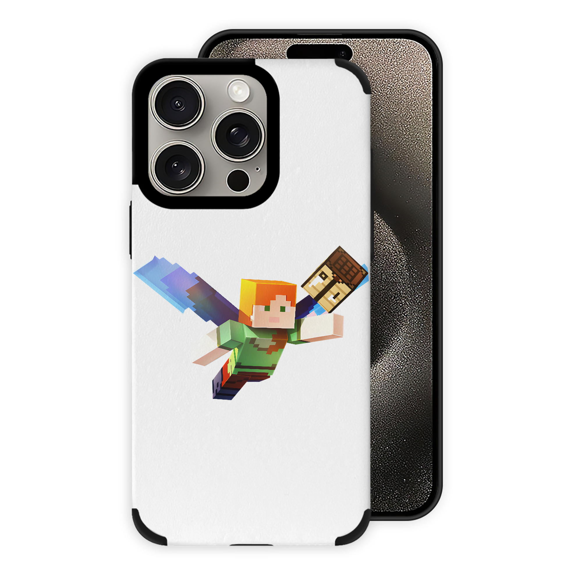 （画像用） マインクラフト ブロックの世界 Minecraft MC Block world 【iPhone15ProMax対応】 PUレザー スマホケース 耐衝撃＆黄変防止