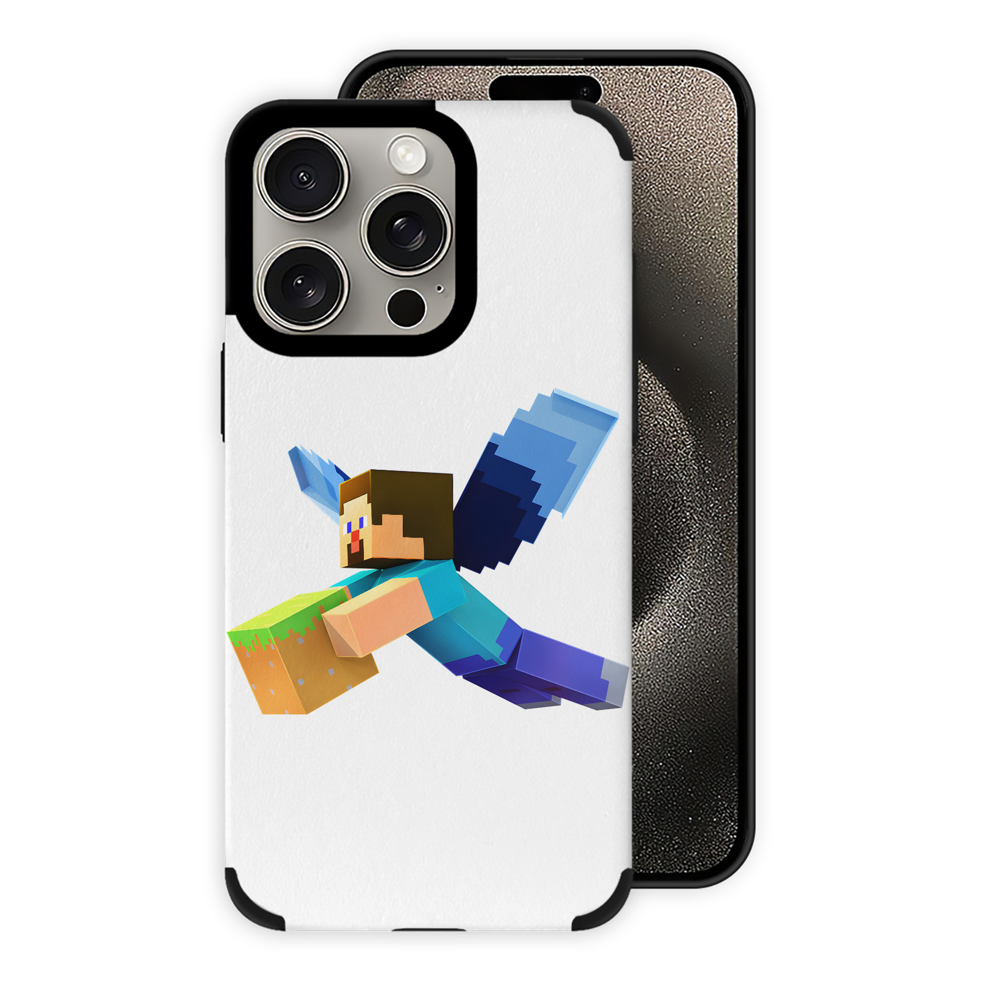 （画像用） マインクラフト ブロックの世界 Minecraft MC Block world 【iPhone15ProMax対応】 PUレザー スマホケース 耐衝撃＆黄変防止