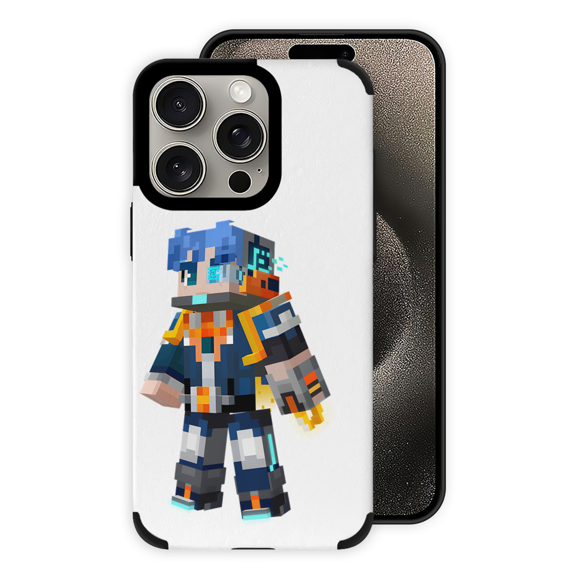 （画像用） マインクラフト ブロックの世界 Minecraft MC Block world 【iPhone15ProMax対応】 PUレザー スマホケース 耐衝撃＆黄変防止