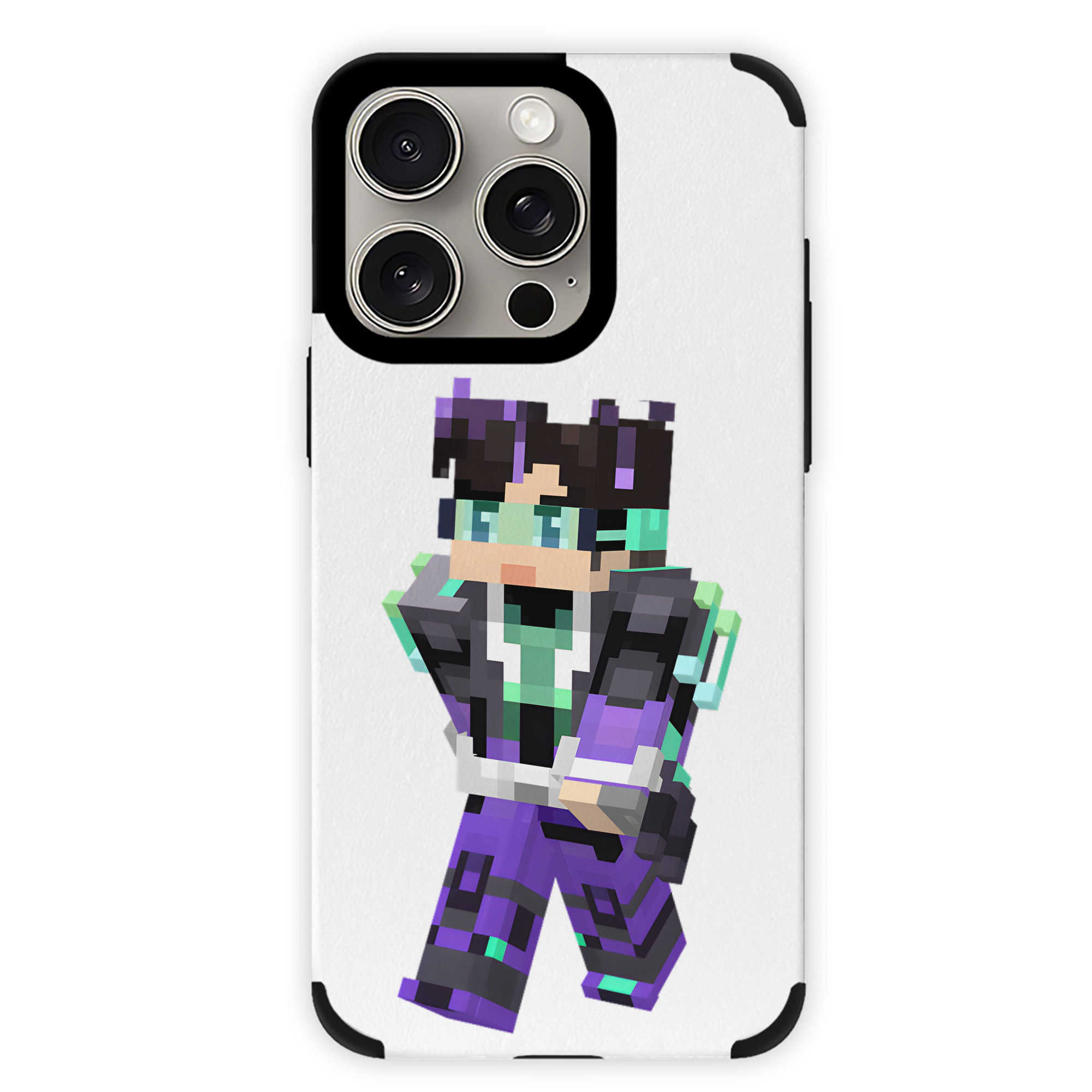 （画像用） マインクラフト ブロックの世界 Minecraft MC Block world 【iPhone15ProMax対応】 PUレザー スマホケース 耐衝撃＆黄変防止