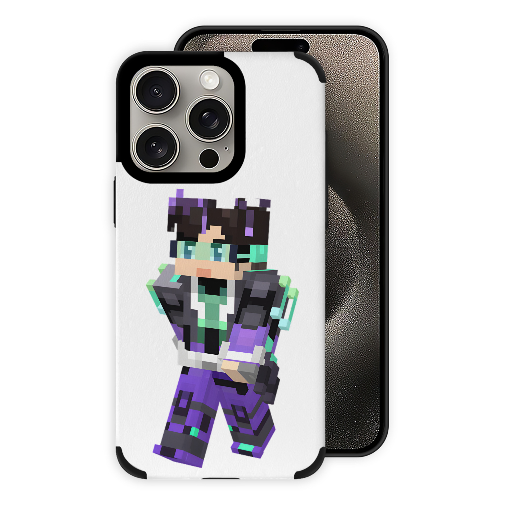 （画像用） マインクラフト ブロックの世界 Minecraft MC Block world 【iPhone15ProMax対応】 PUレザー スマホケース 耐衝撃＆黄変防止