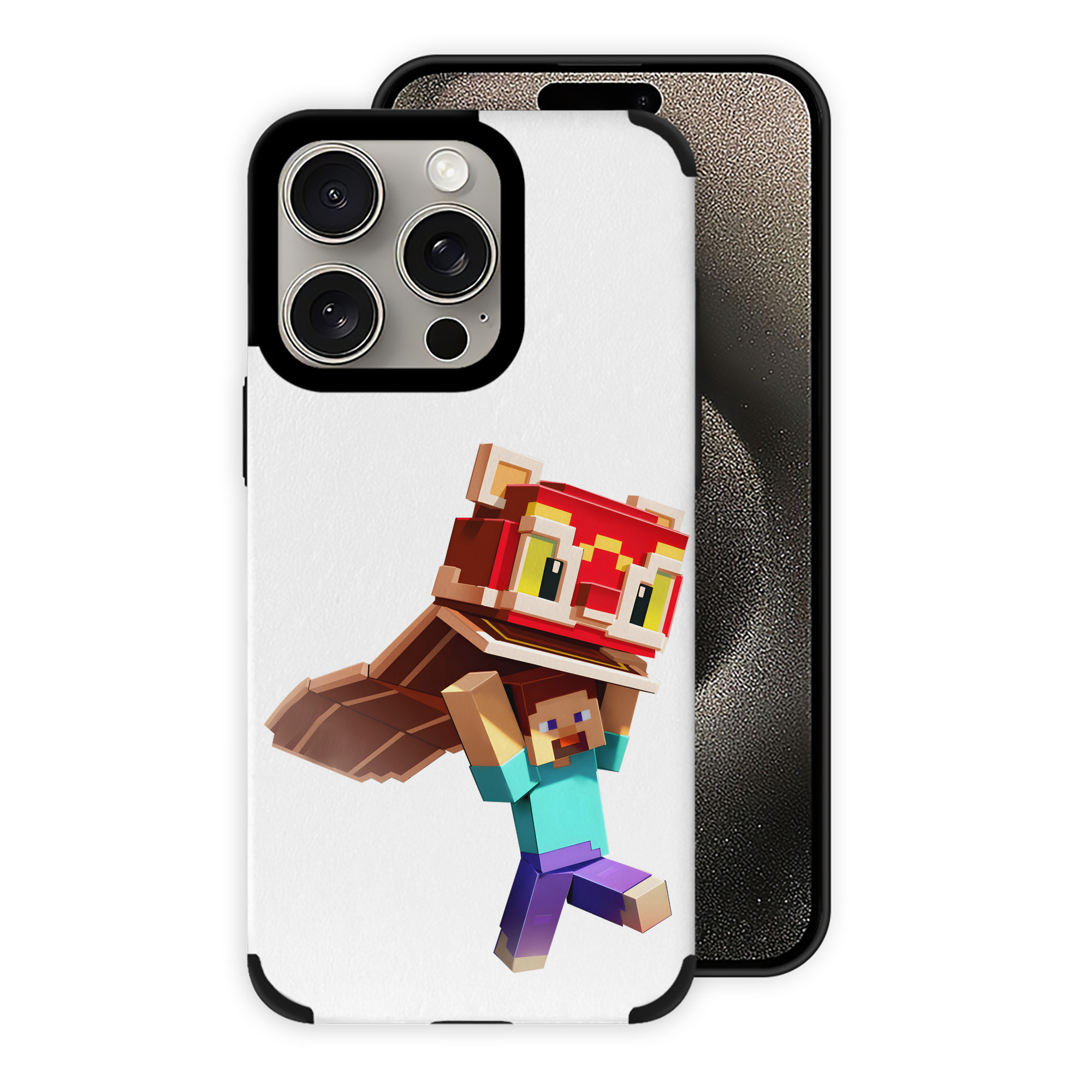 （画像用） マインクラフト ブロックの世界 Minecraft MC Block world 【iPhone15ProMax対応】 PUレザー スマホケース 耐衝撃＆黄変防止