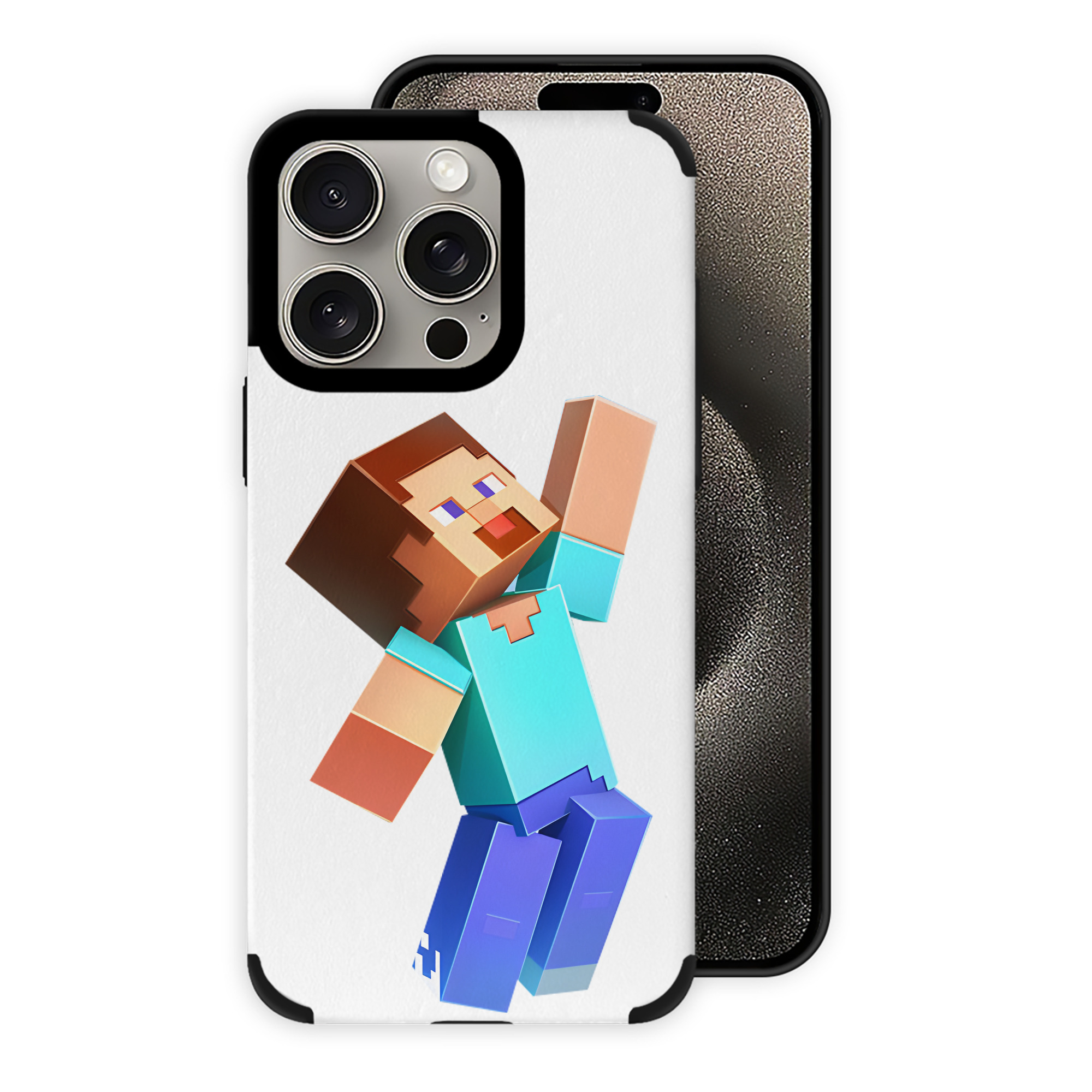 （画像用） マインクラフト ブロックの世界 Minecraft MC Block world 【iPhone15ProMax対応】 PUレザー スマホケース 耐衝撃＆黄変防止
