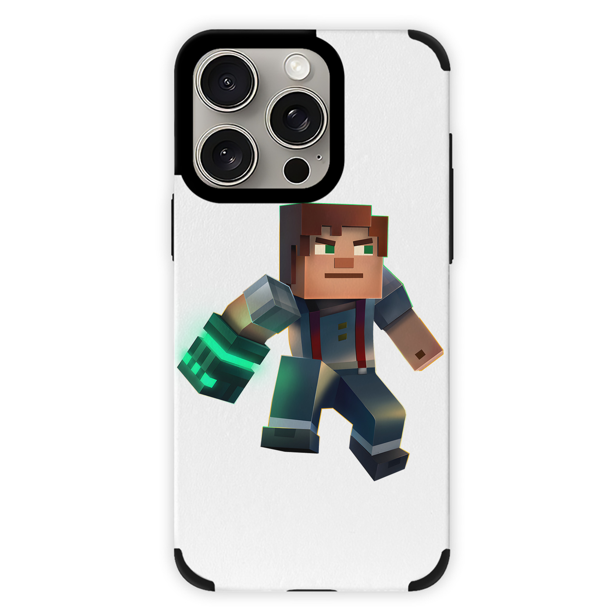 （画像用） マインクラフト ブロックの世界 Minecraft MC Block world 【iPhone15ProMax対応】 PUレザー スマホケース 耐衝撃＆黄変防止