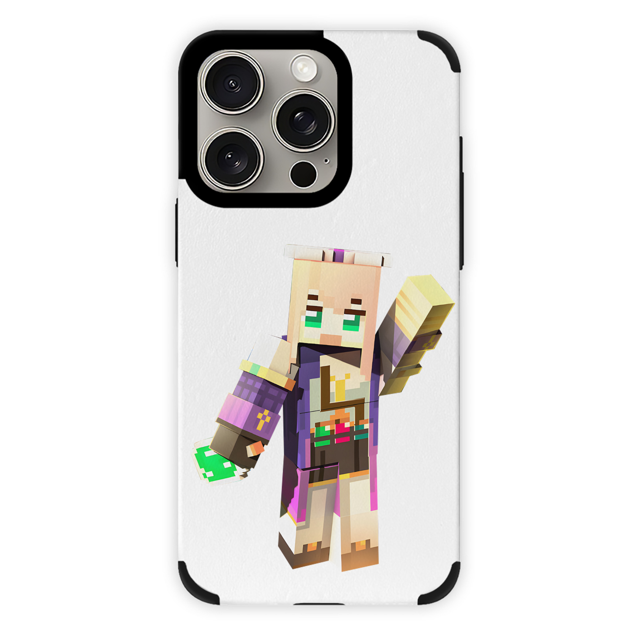 （画像用） マインクラフト ブロックの世界 Minecraft MC Block world 【iPhone15ProMax対応】 PUレザー スマホケース 耐衝撃＆黄変防止