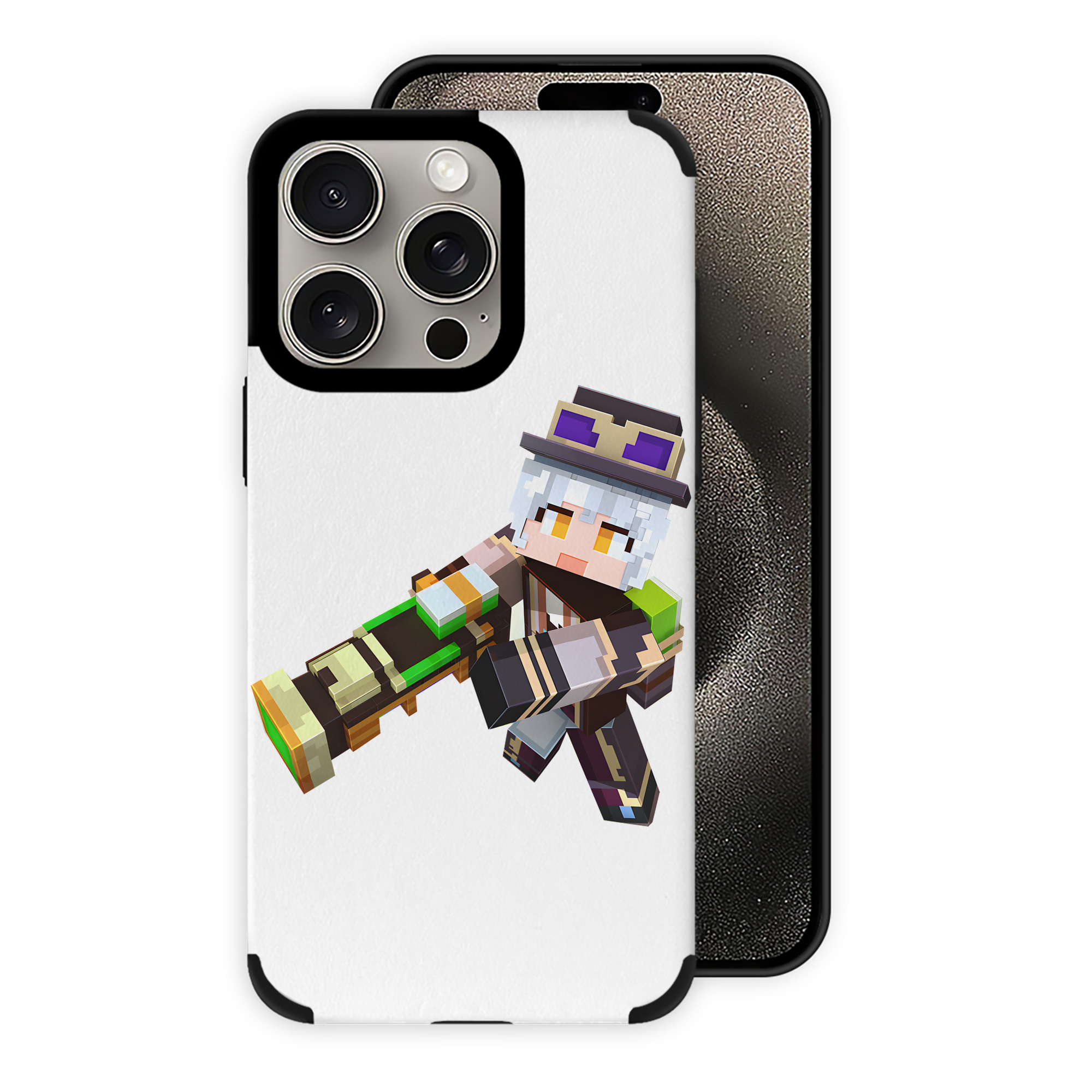 （画像用） マインクラフト ブロックの世界 Minecraft MC Block world 【iPhone15ProMax対応】 PUレザー スマホケース 耐衝撃＆黄変防止