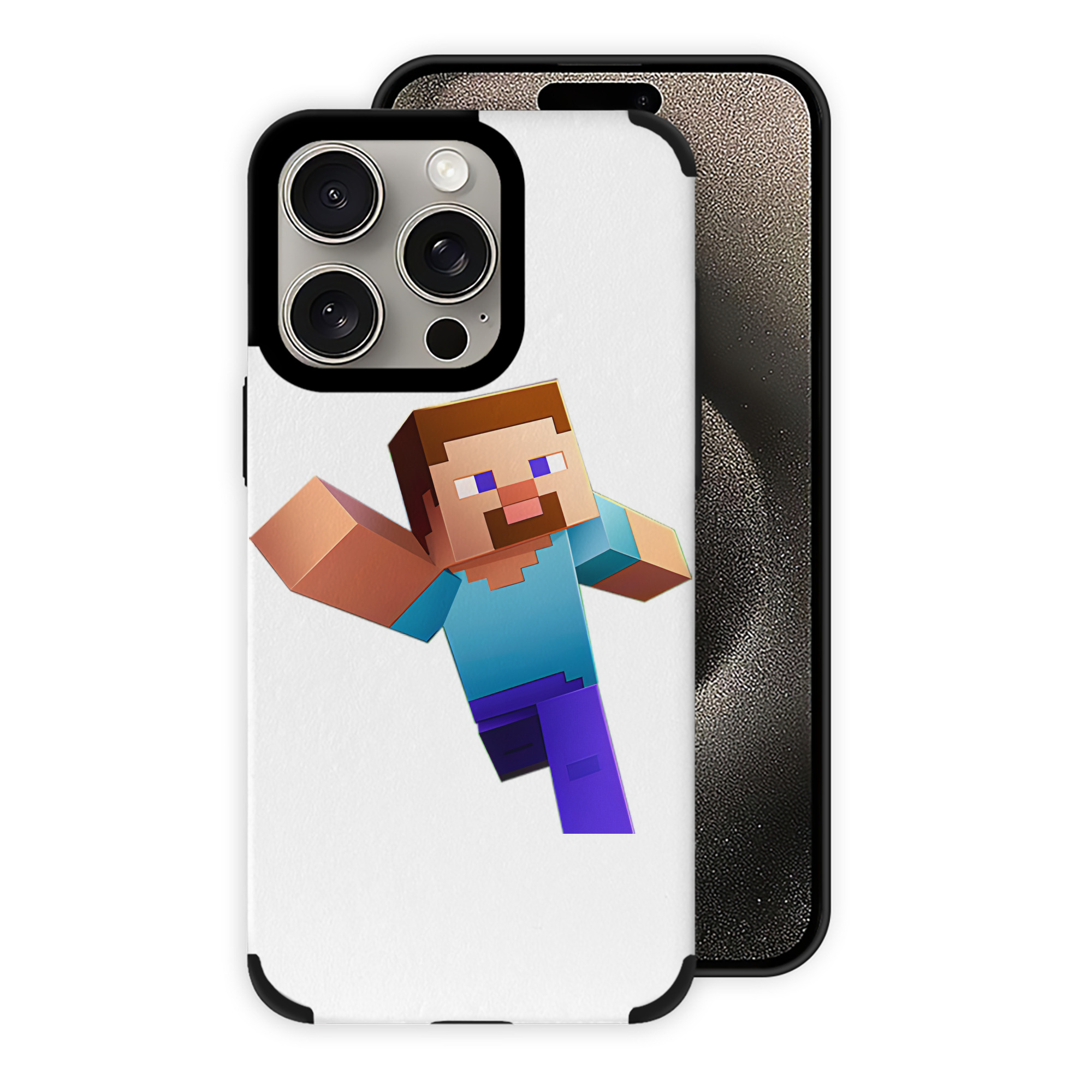 （画像用） マインクラフト ブロックの世界 Minecraft MC Block world 【iPhone15ProMax対応】 PUレザー スマホケース 耐衝撃＆黄変防止