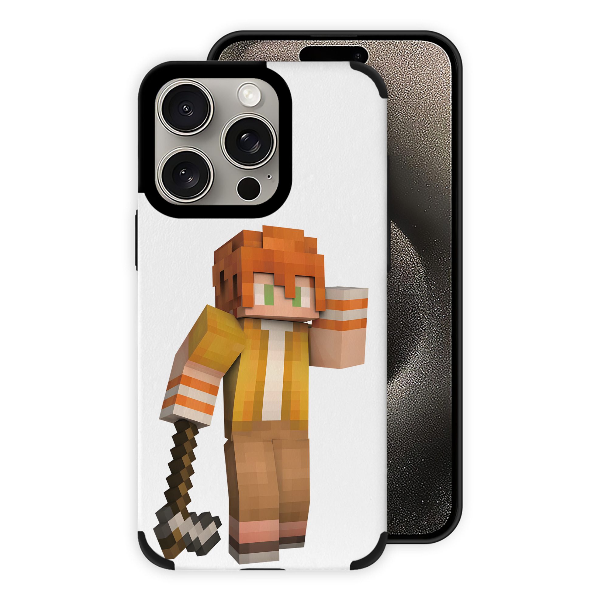 （画像用） マインクラフト ブロックの世界 Minecraft MC Block world 【iPhone15ProMax対応】 PUレザー スマホケース 耐衝撃＆黄変防止