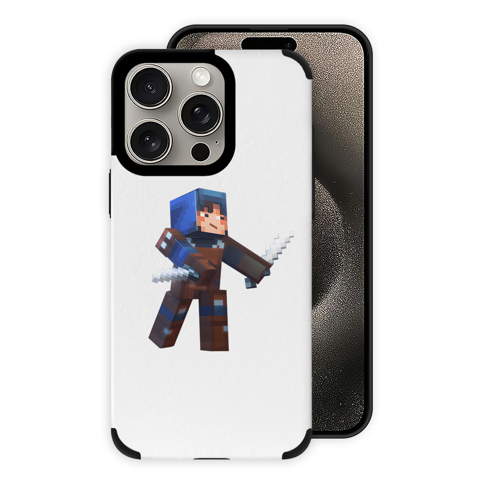 （画像用） マインクラフト ブロックの世界 Minecraft MC Block world 【iPhone15ProMax対応】 PUレザー スマホケース 耐衝撃＆黄変防止