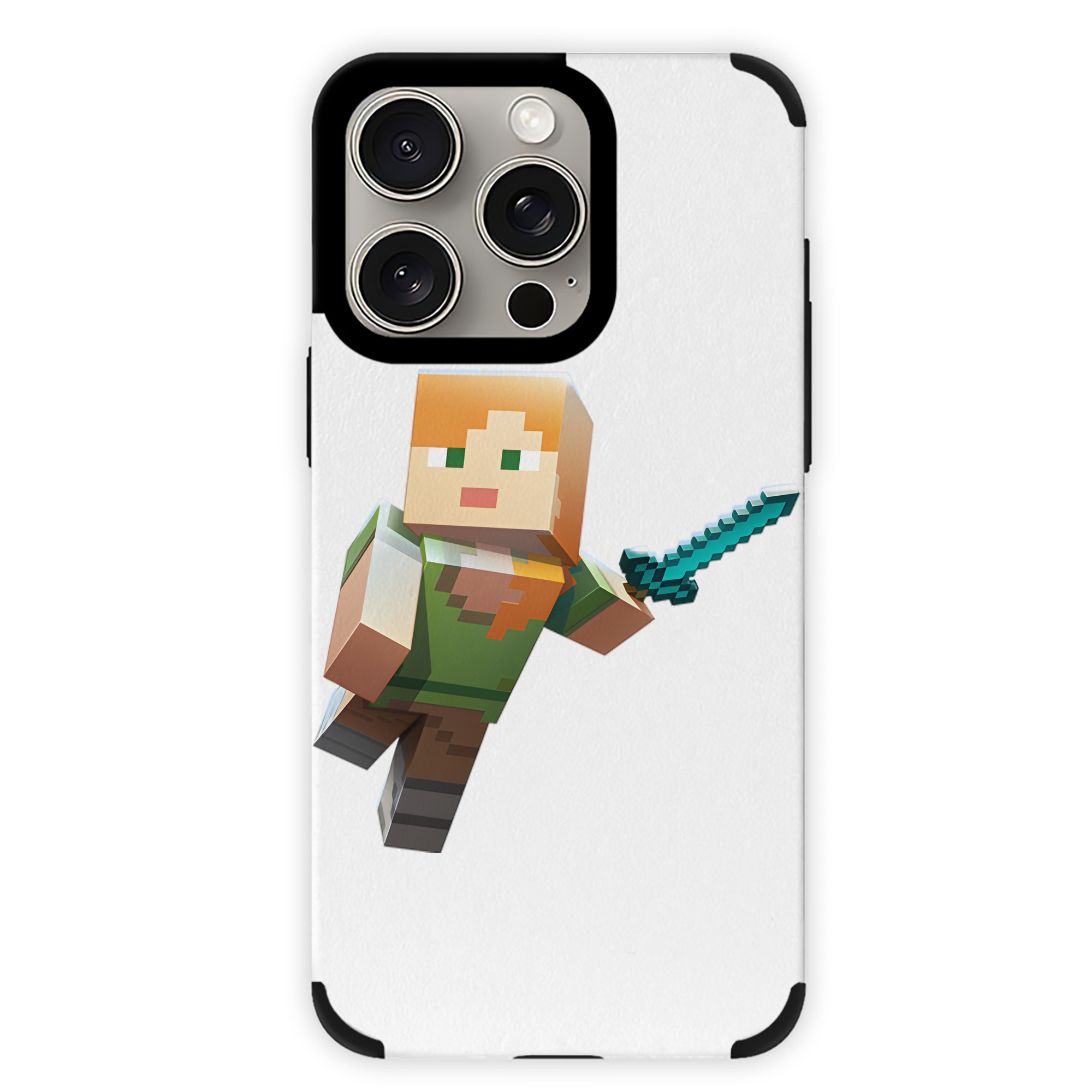 （画像用） マインクラフト ブロックの世界 Minecraft MC Block world 【iPhone15ProMax対応】 PUレザー スマホケース 耐衝撃＆黄変防止