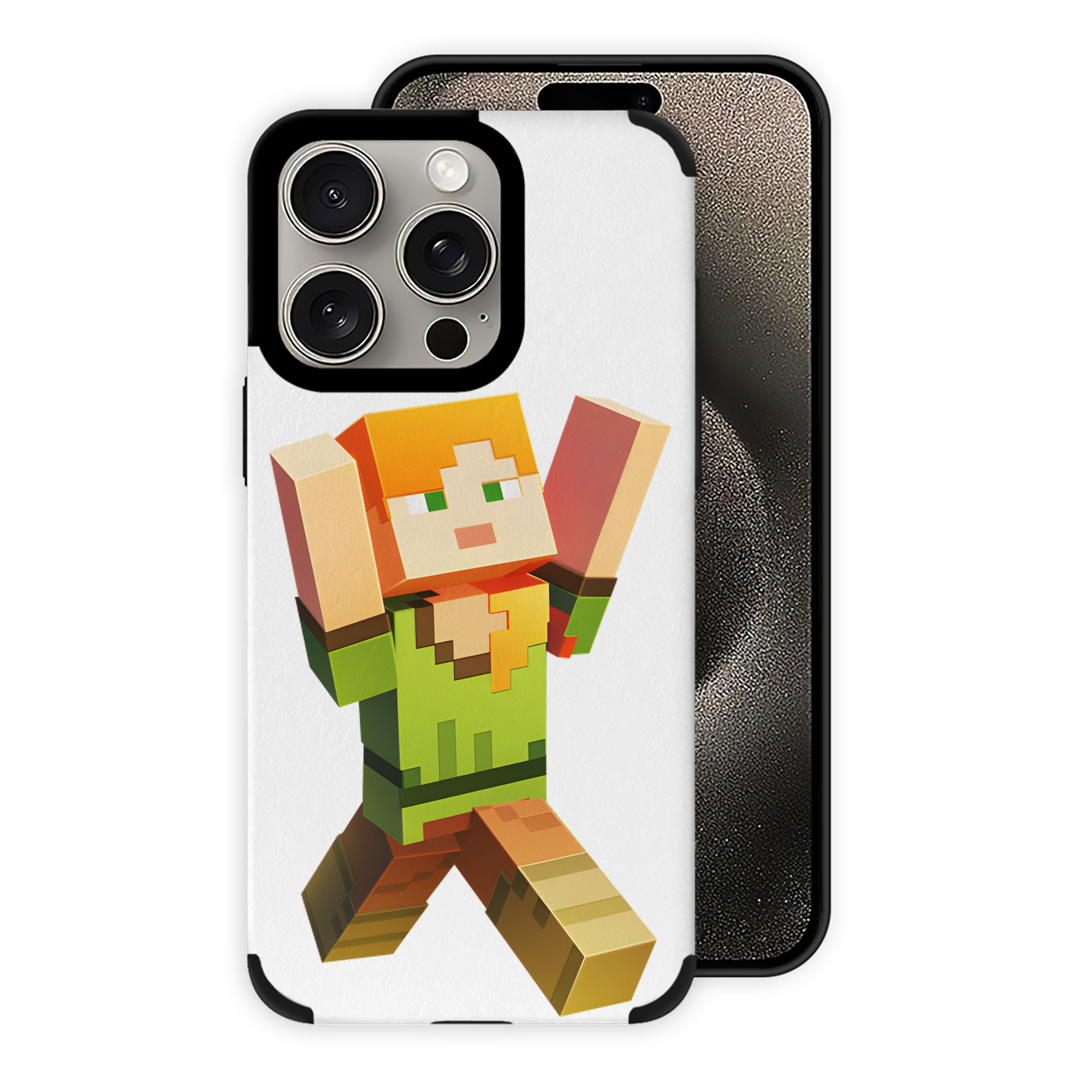 （画像用） マインクラフト ブロックの世界 Minecraft MC Block world 【iPhone15ProMax対応】 PUレザー スマホケース 耐衝撃＆黄変防止