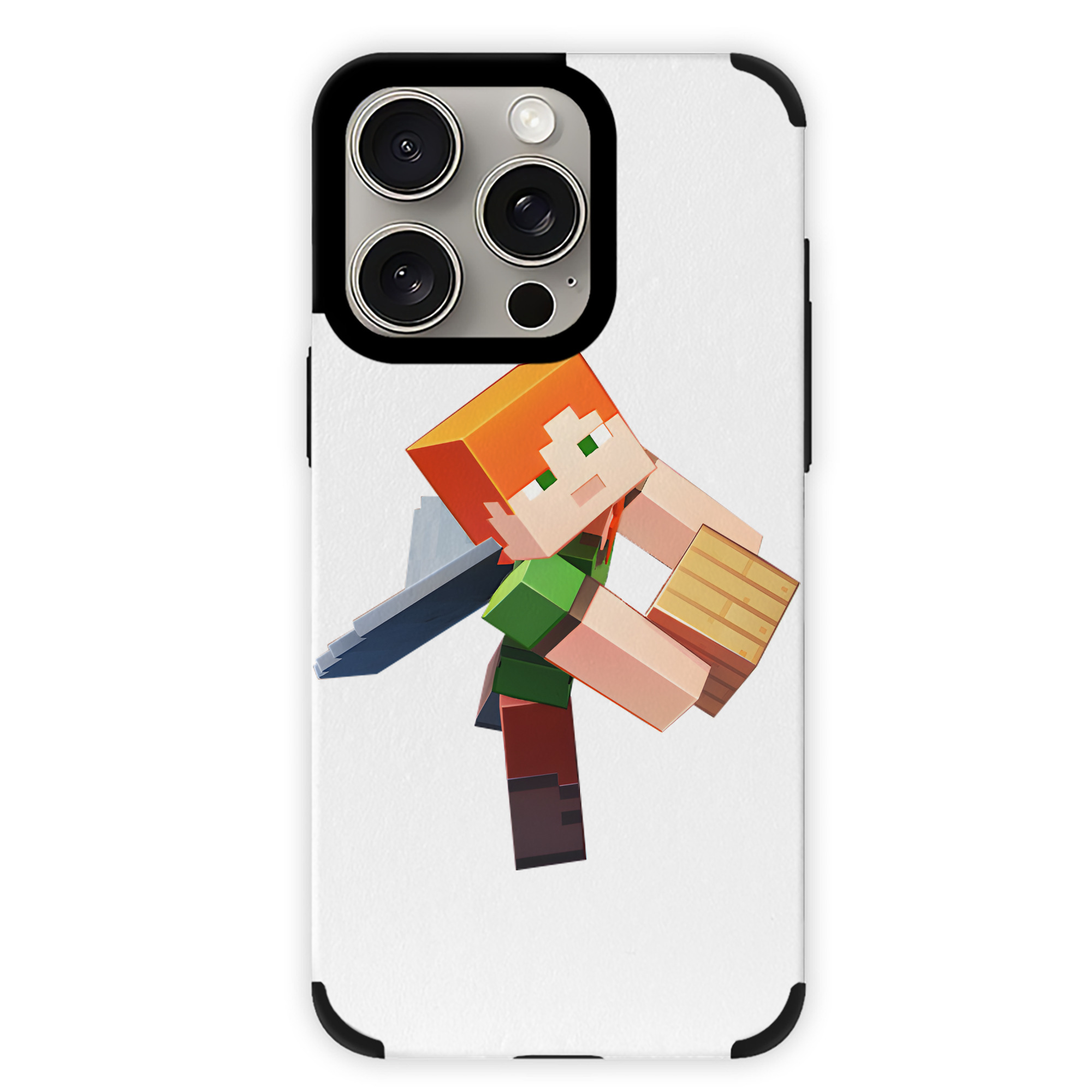 （画像用） マインクラフト ブロックの世界 Minecraft MC Block world 【iPhone15ProMax対応】 PUレザー スマホケース 耐衝撃＆黄変防止