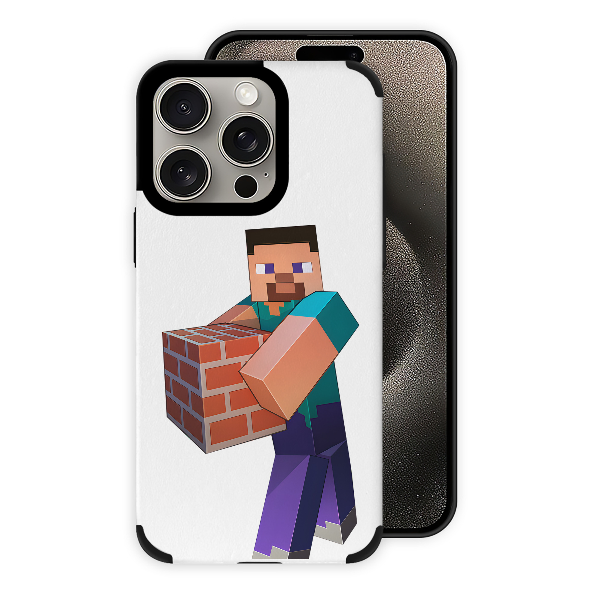 （画像用） マインクラフト ブロックの世界 Minecraft MC Block world 【iPhone15ProMax対応】 PUレザー スマホケース 耐衝撃＆黄変防止